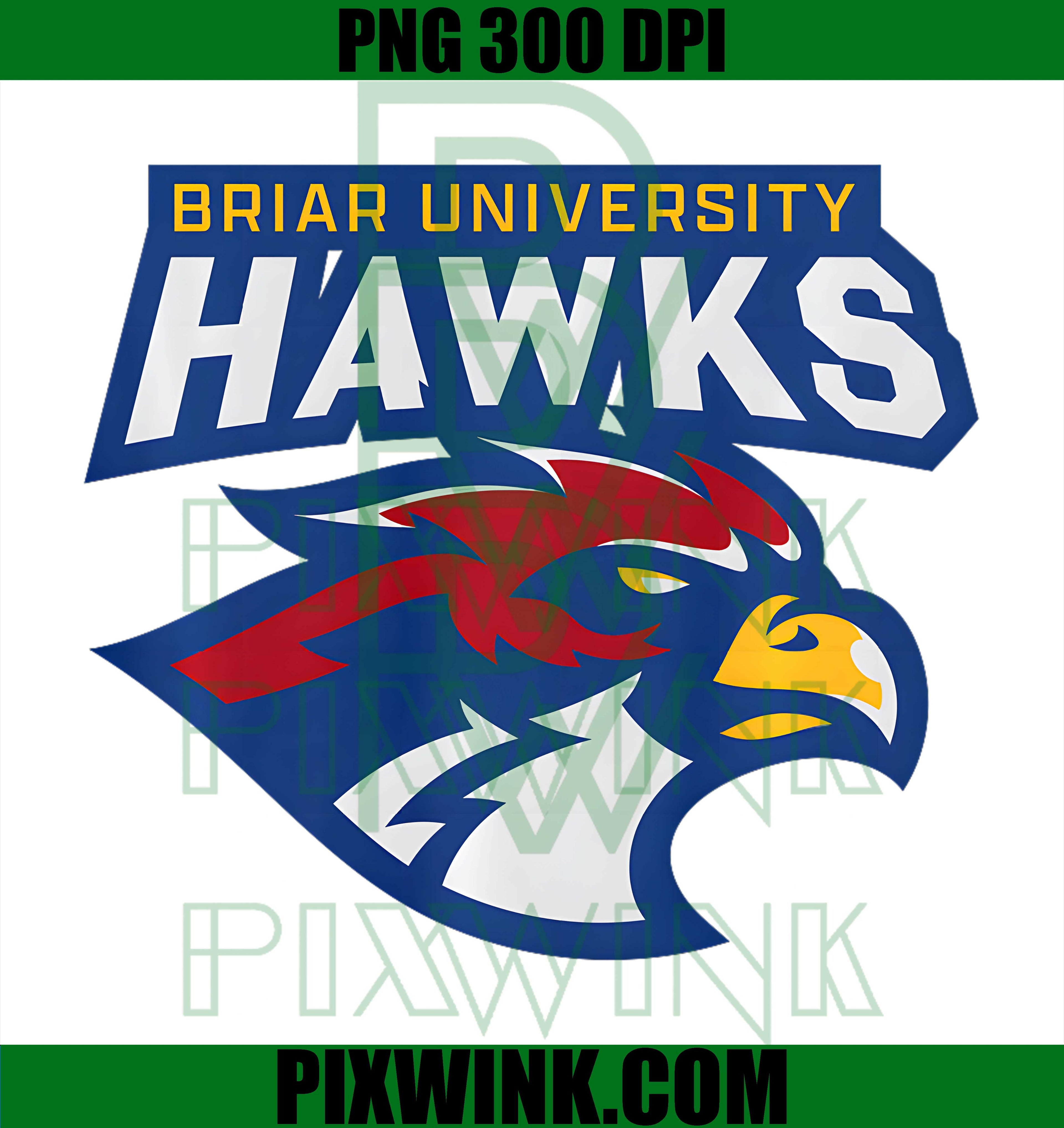 Briar University Hawks PNG, Vintage Premium College Mascot Graphic PNG
