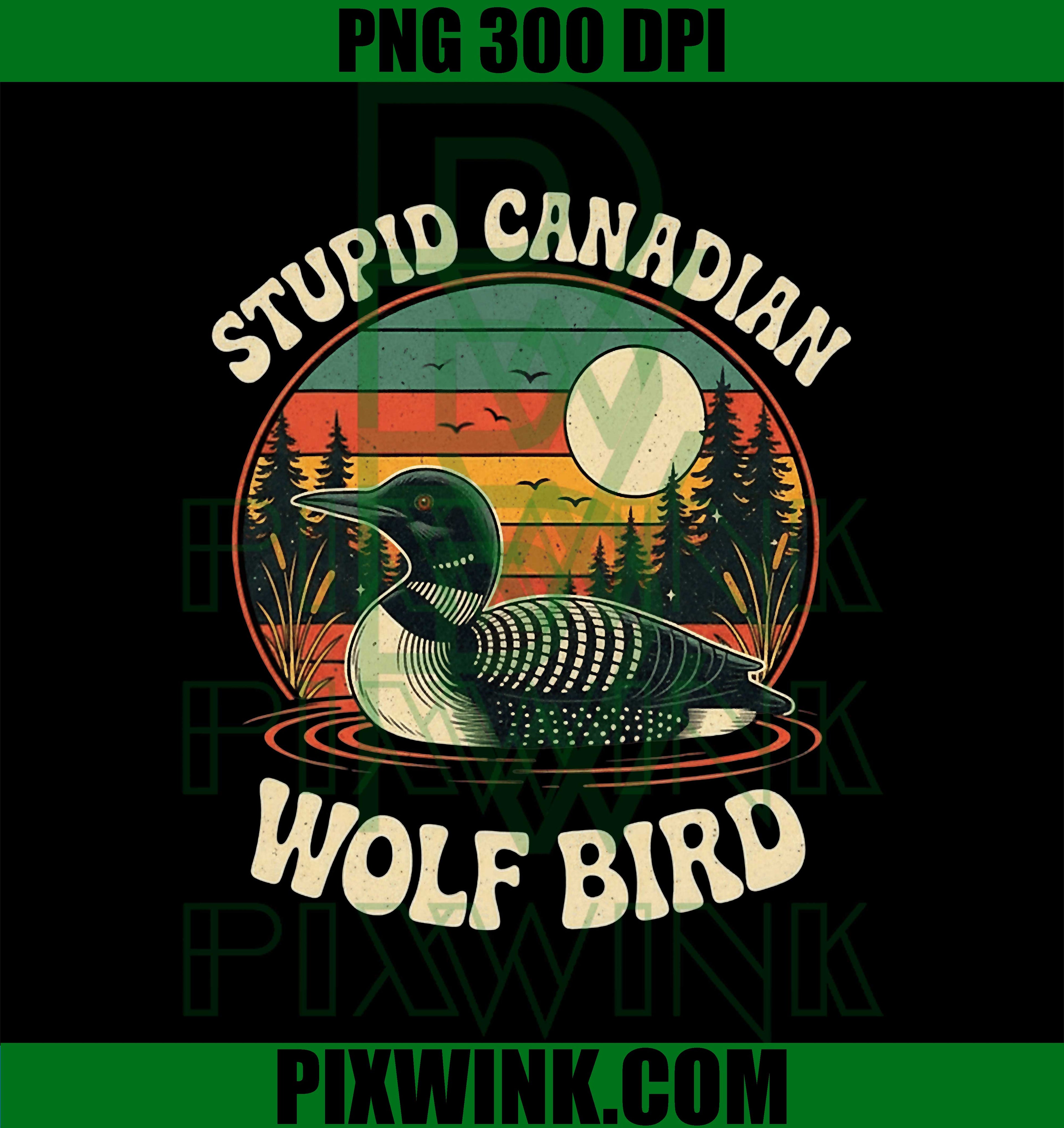 Stupid Canadian PNG, Wolf Bird Vintage PNG, Loon Meme PNG