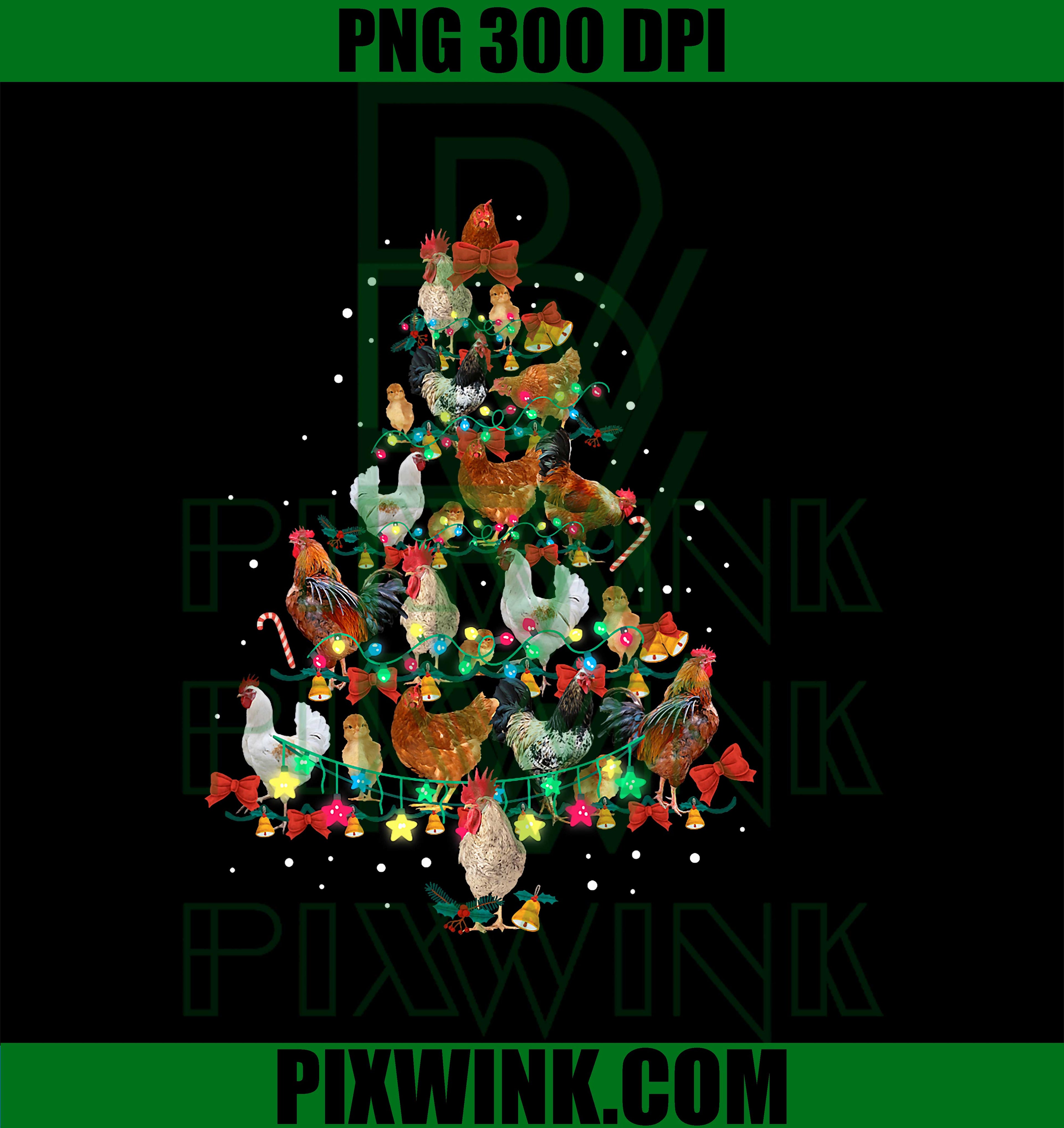 Chicken Christmas Tree Lights Xmas PNG