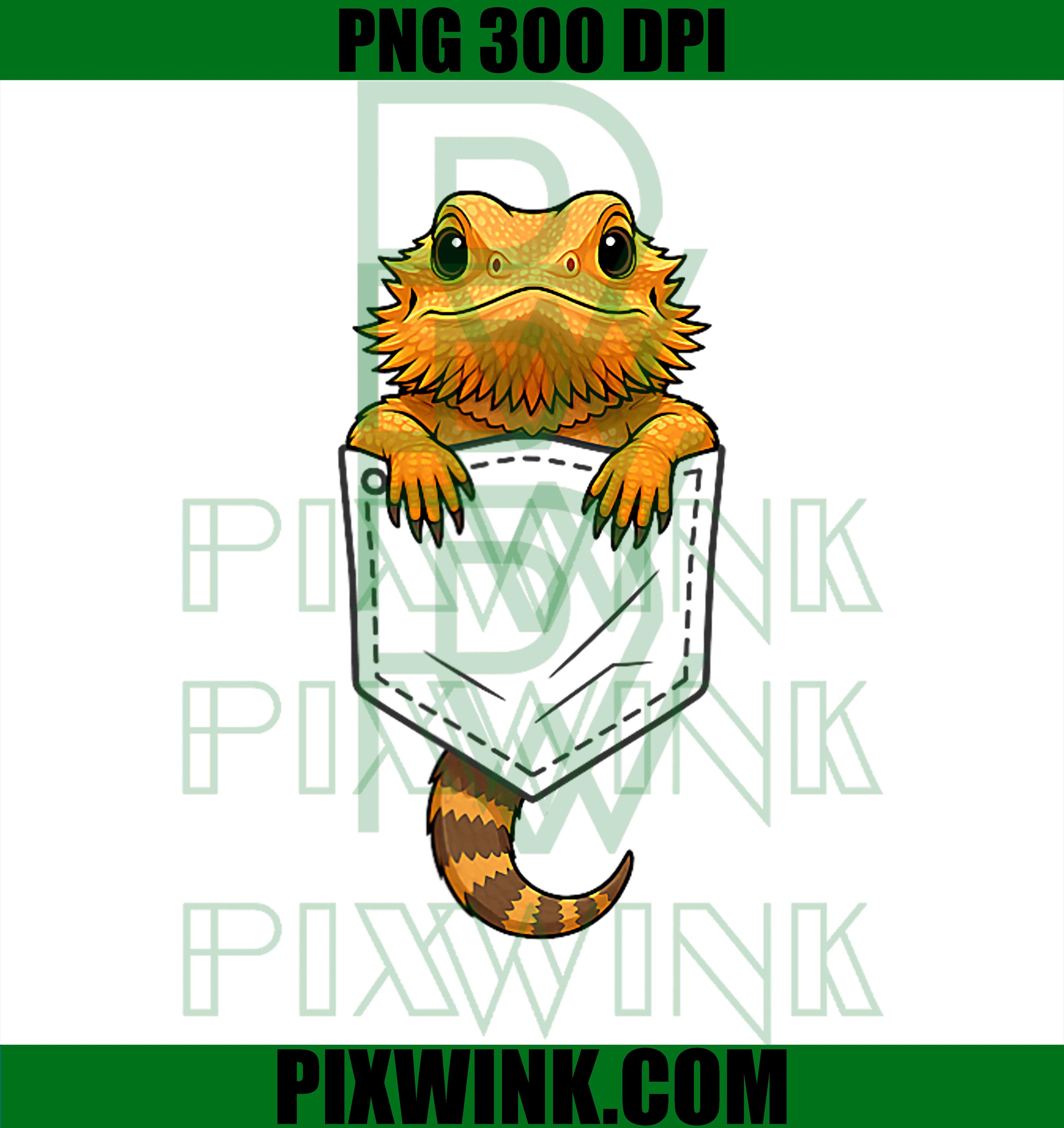 Funny Bearded Dragon Peeking in Pocket PNG, Reptile Animal Lover PNG