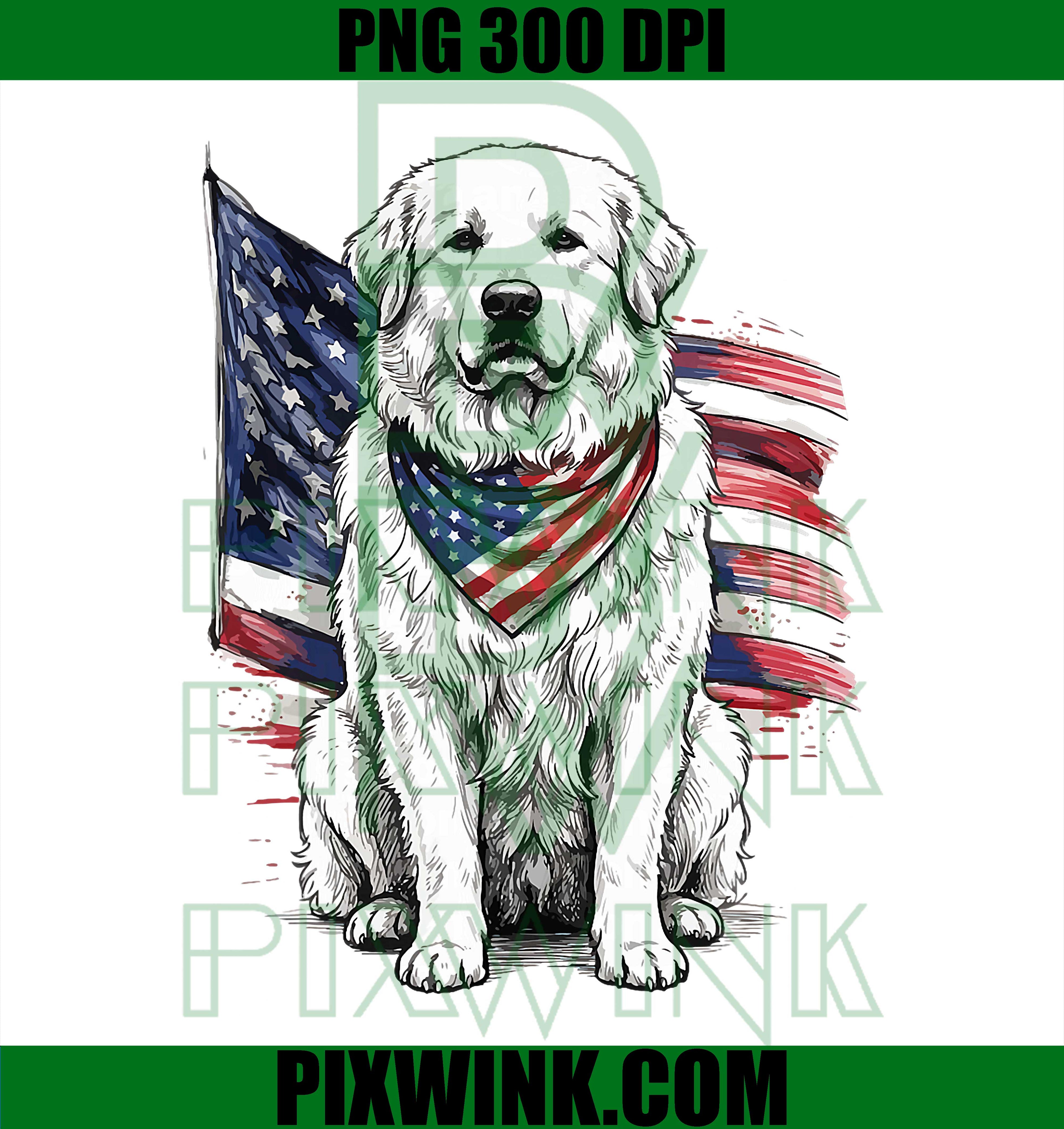 Great Pyrenees Patriotic Dog PNG, Fourth Of July Dog PNG