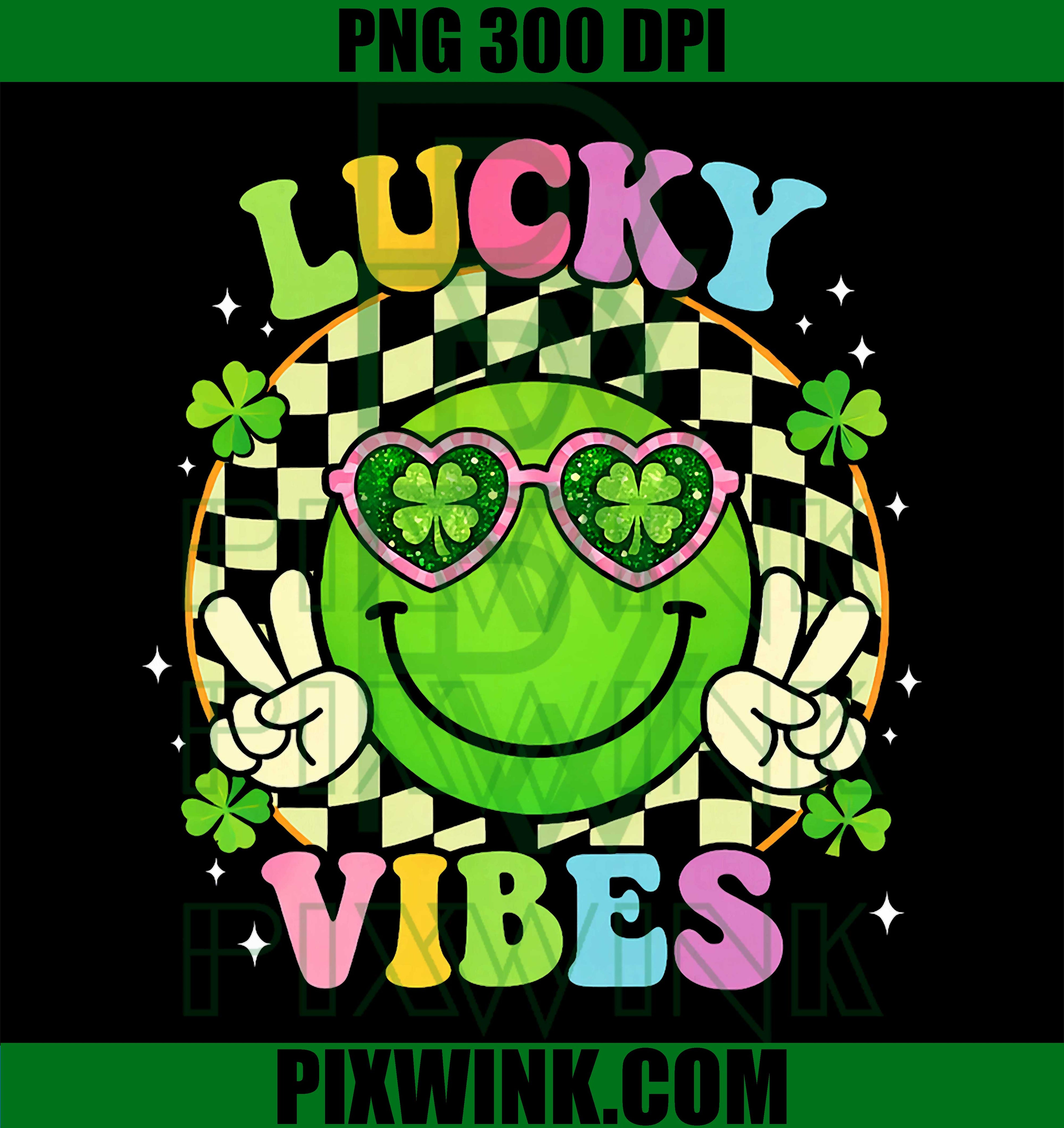 Groovy Lucky Vibes Shamrock PNG, St Patrick’s Day Retro Graphic PNG