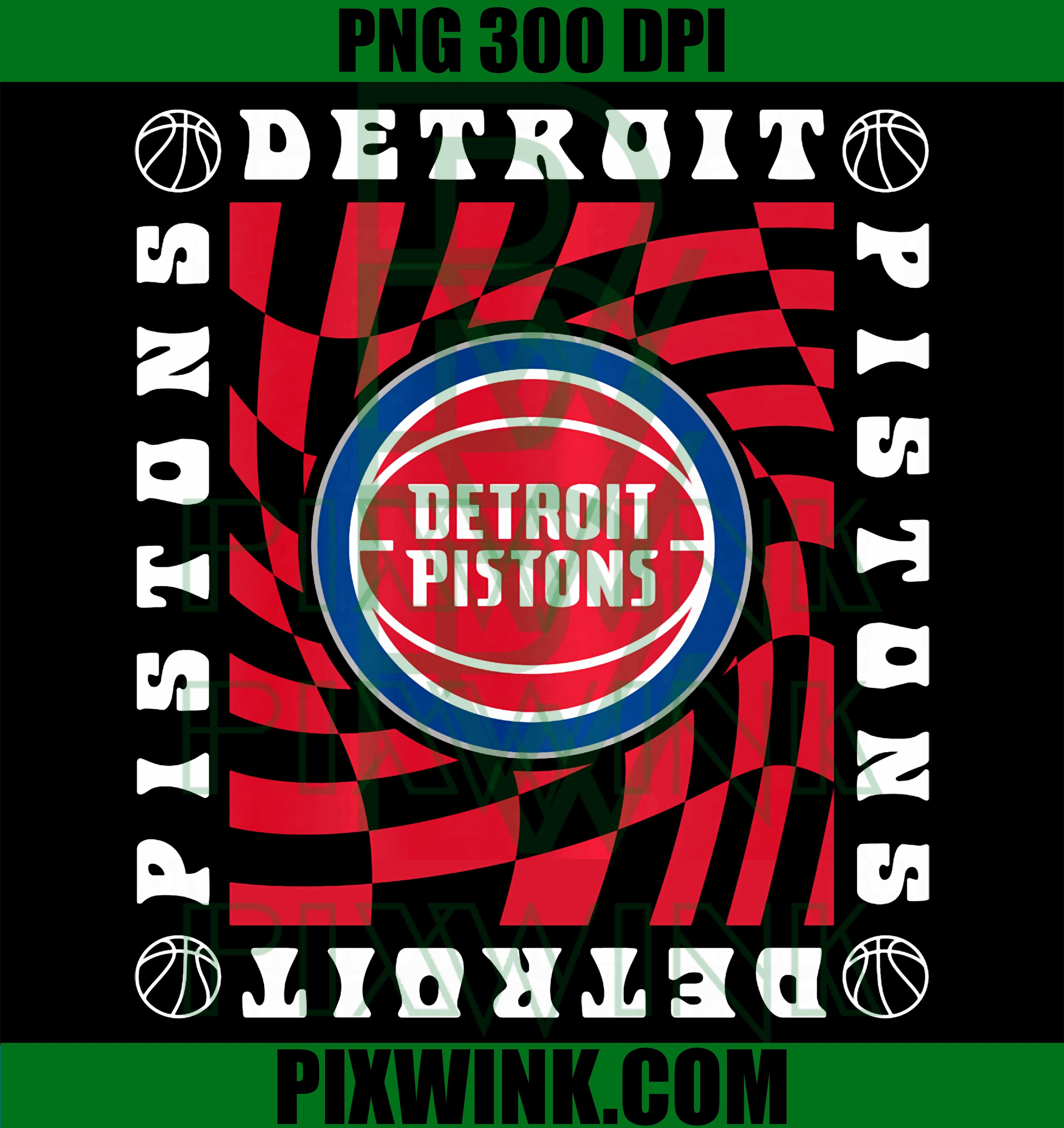 Detroit Pistons Retro Wave Chessboard PNG, NBA Neon Chessboard Basketball Logo PNG