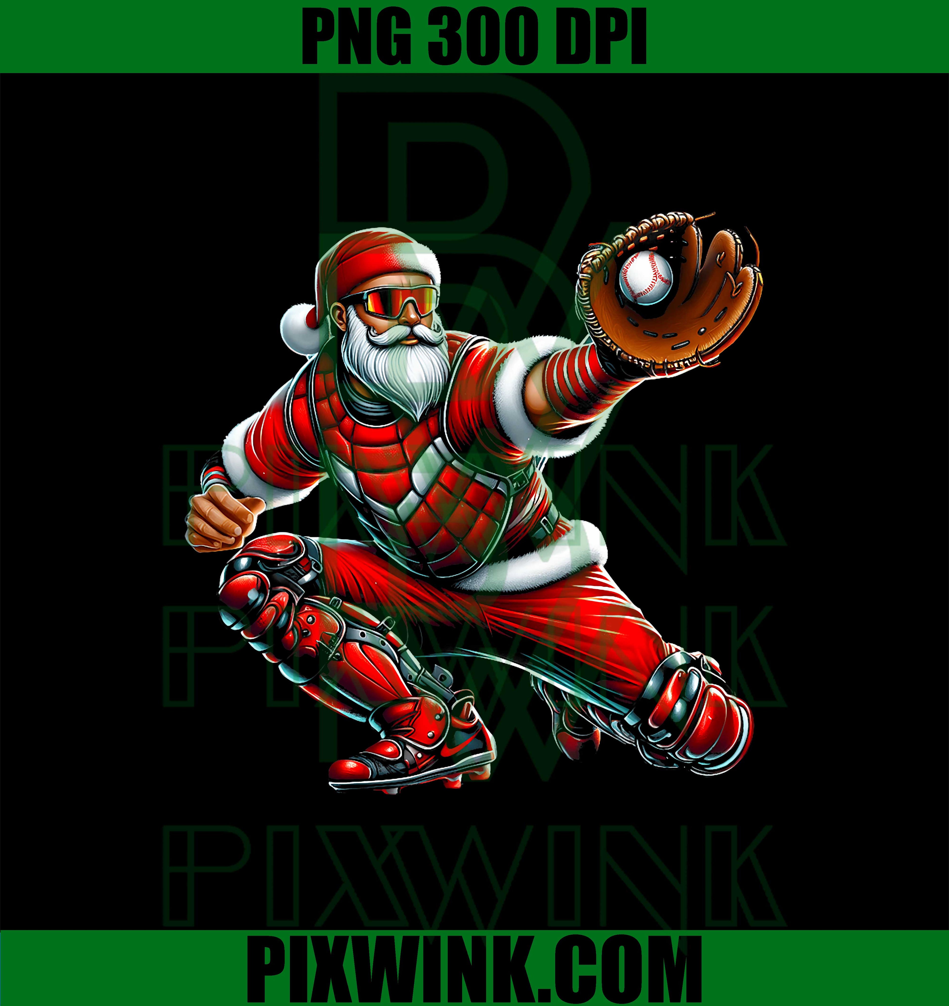 Santa Playing Baseball PNG