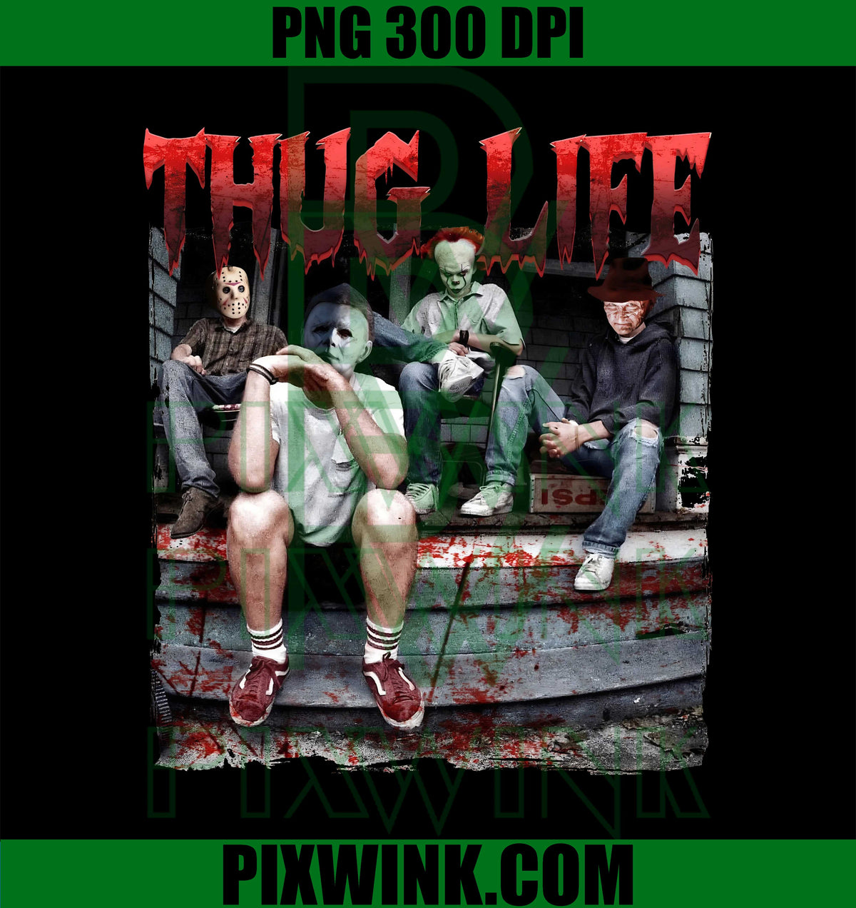 Horror Villains PNG, Thug Life Slasher PNG, Classic Killer Art PNG