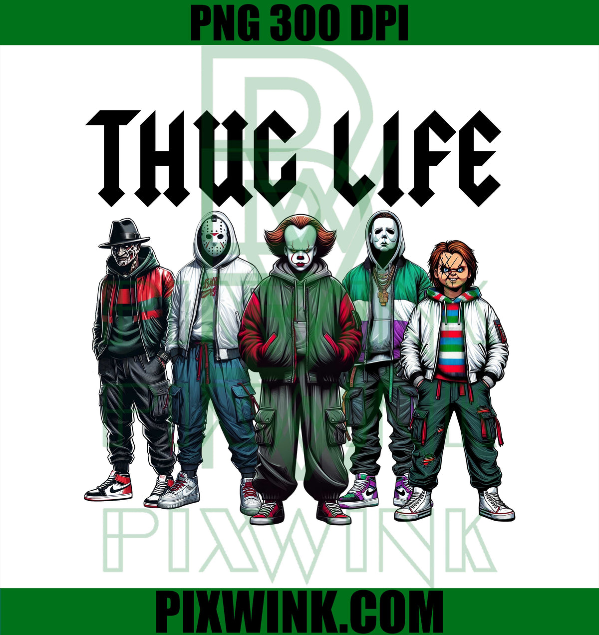 Horror Thug Life PNG, Slasher Characters PNG, Halloween Gang PNG
