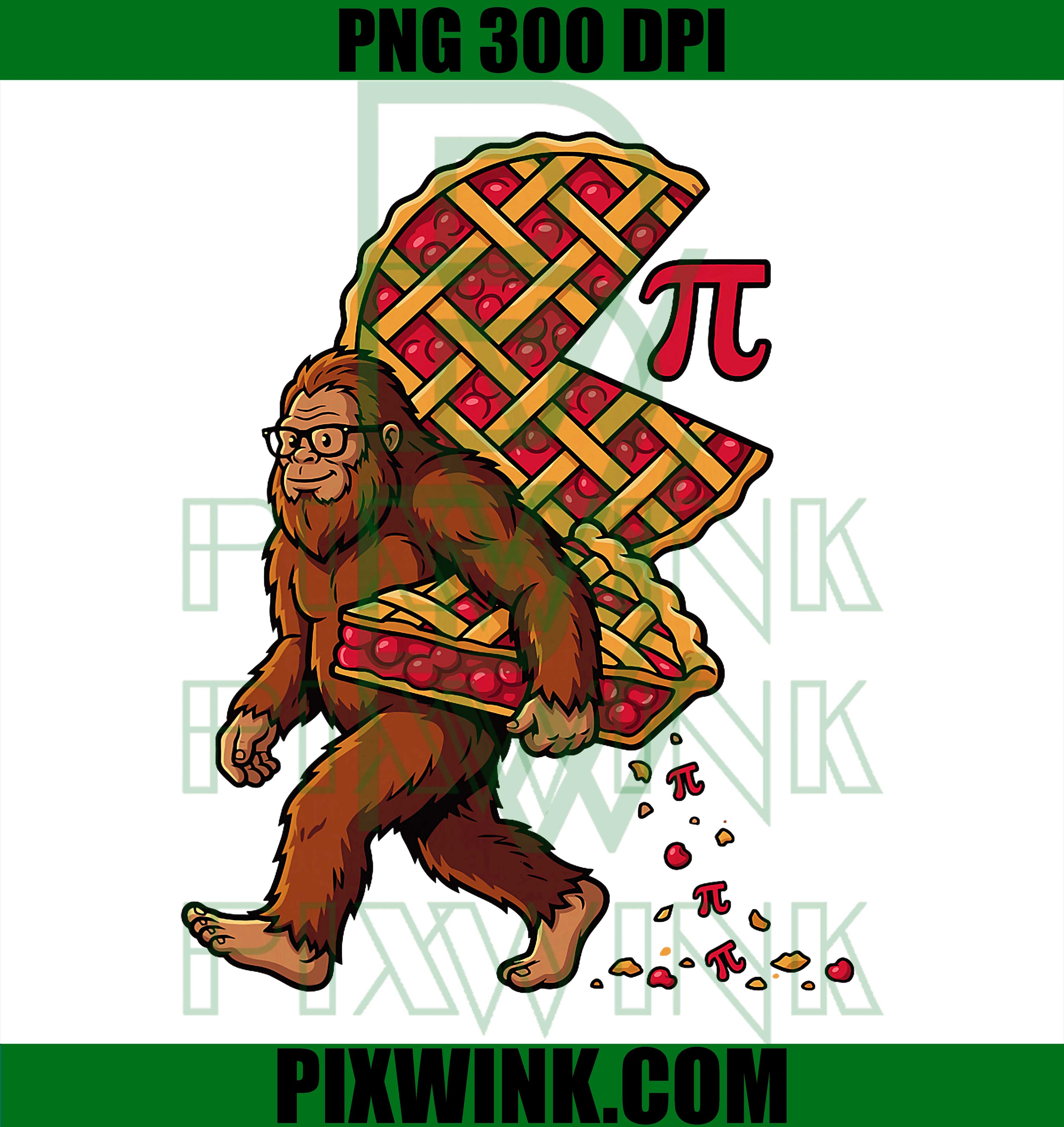 Bigfoot Pi Day PNG, Funny Sasquatch 3.14 Math Pie PNG