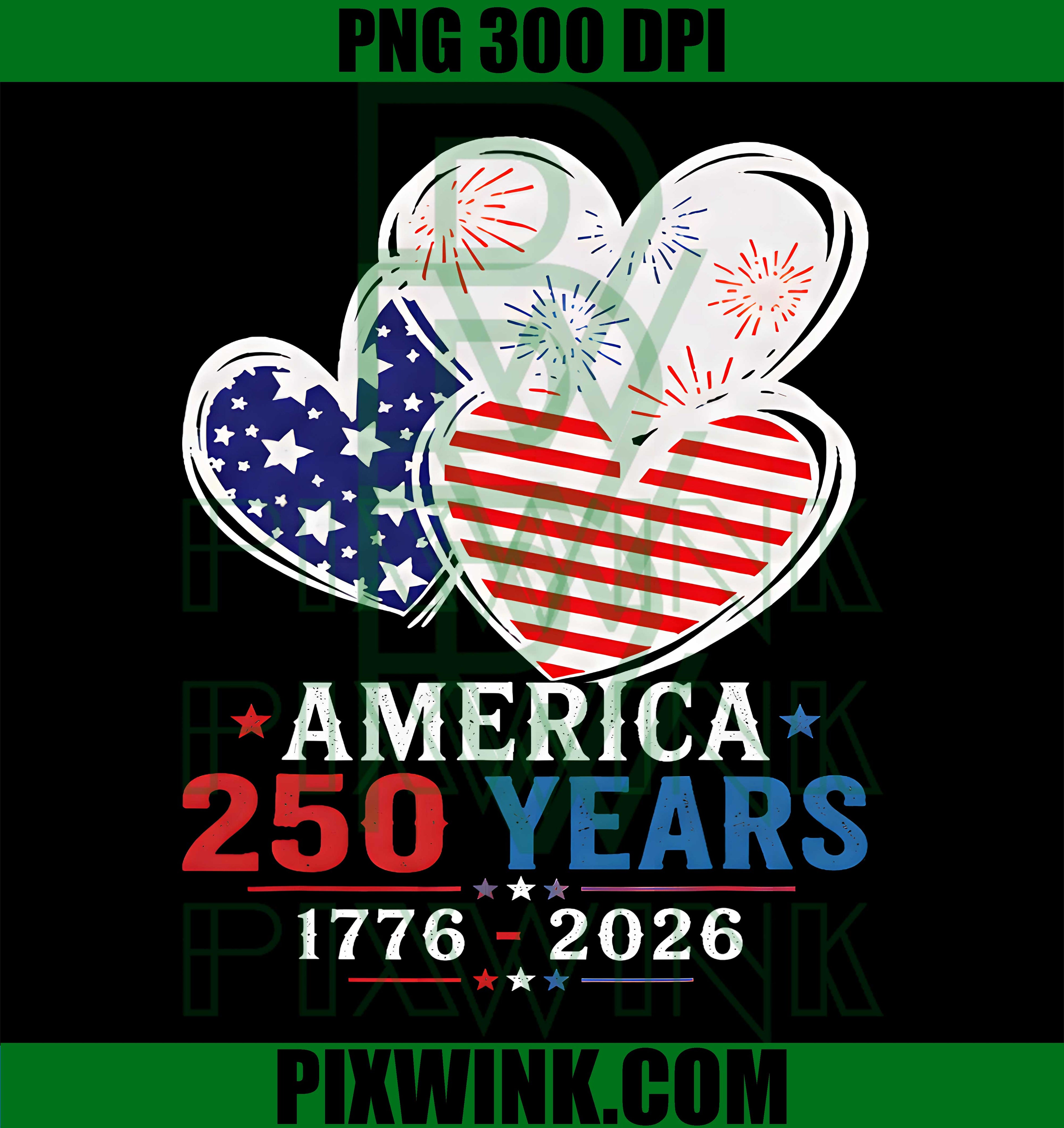 America Flag Heart PNG, 250 Years USA PNG, Women Girls USA PNG