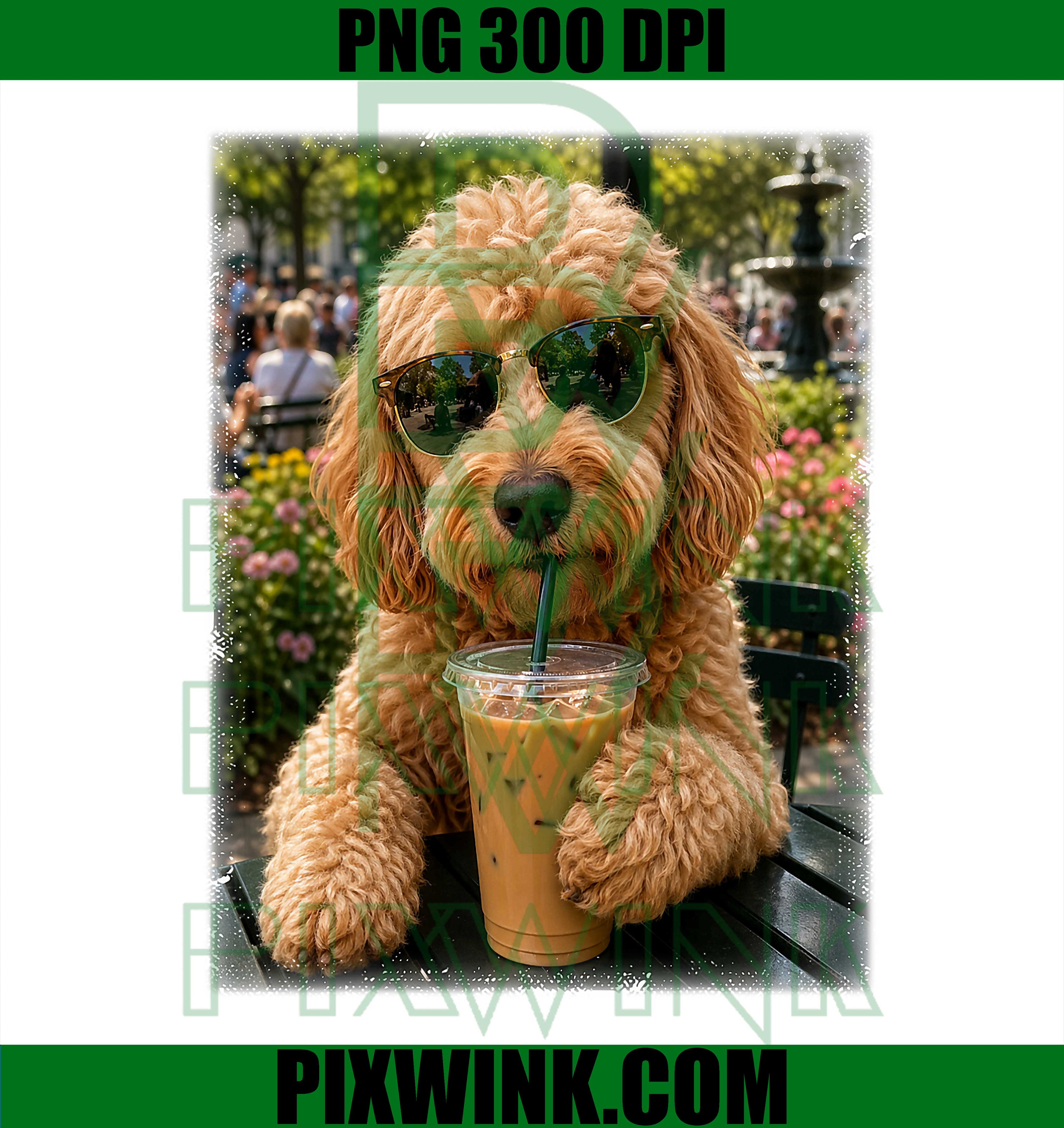 Goldendoodle Iced Coffee PNG, Pet Lover Club Funny Dog PNG