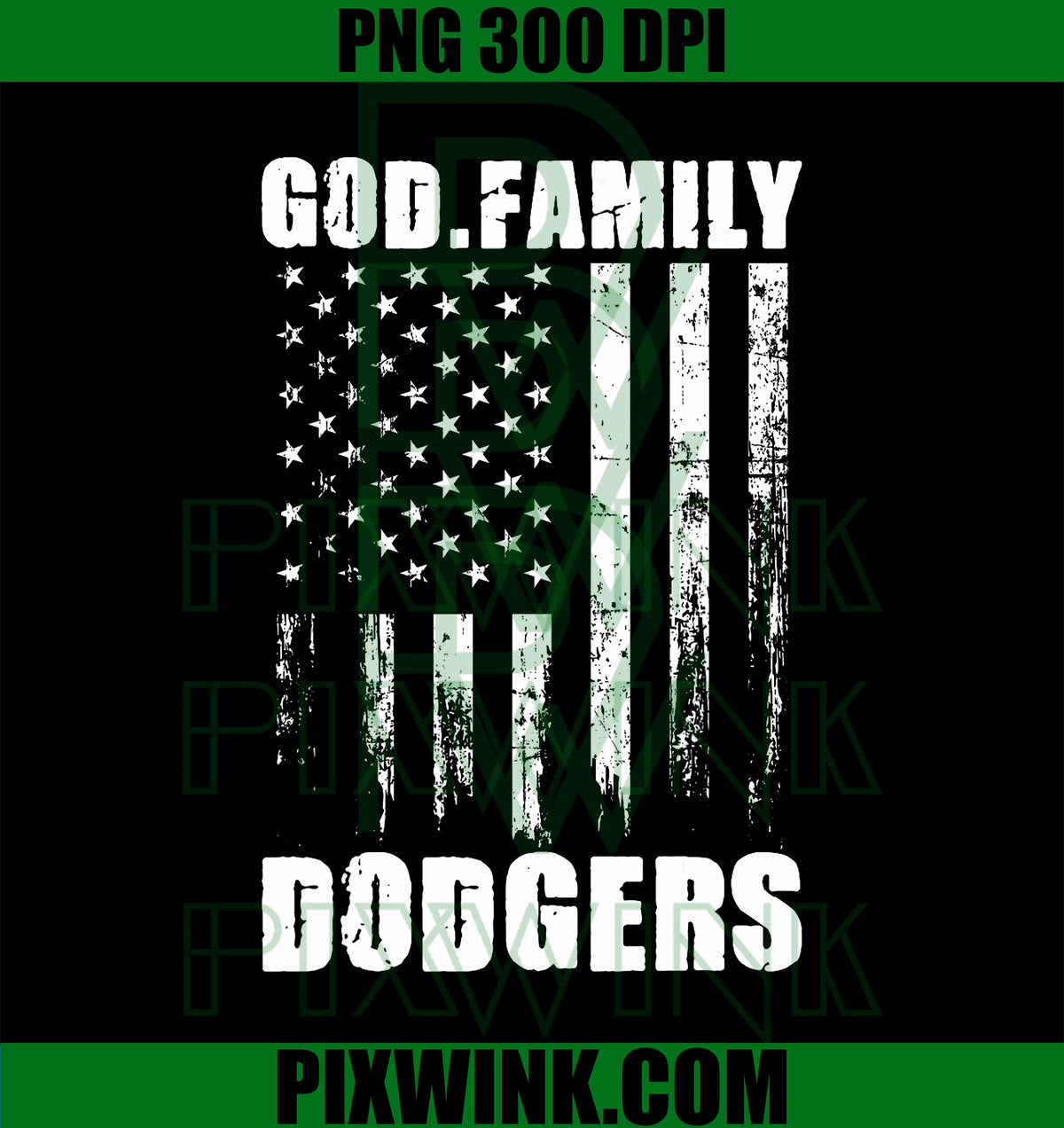 God. Family. Dodgers PNG, Vintage USA Flag PNG