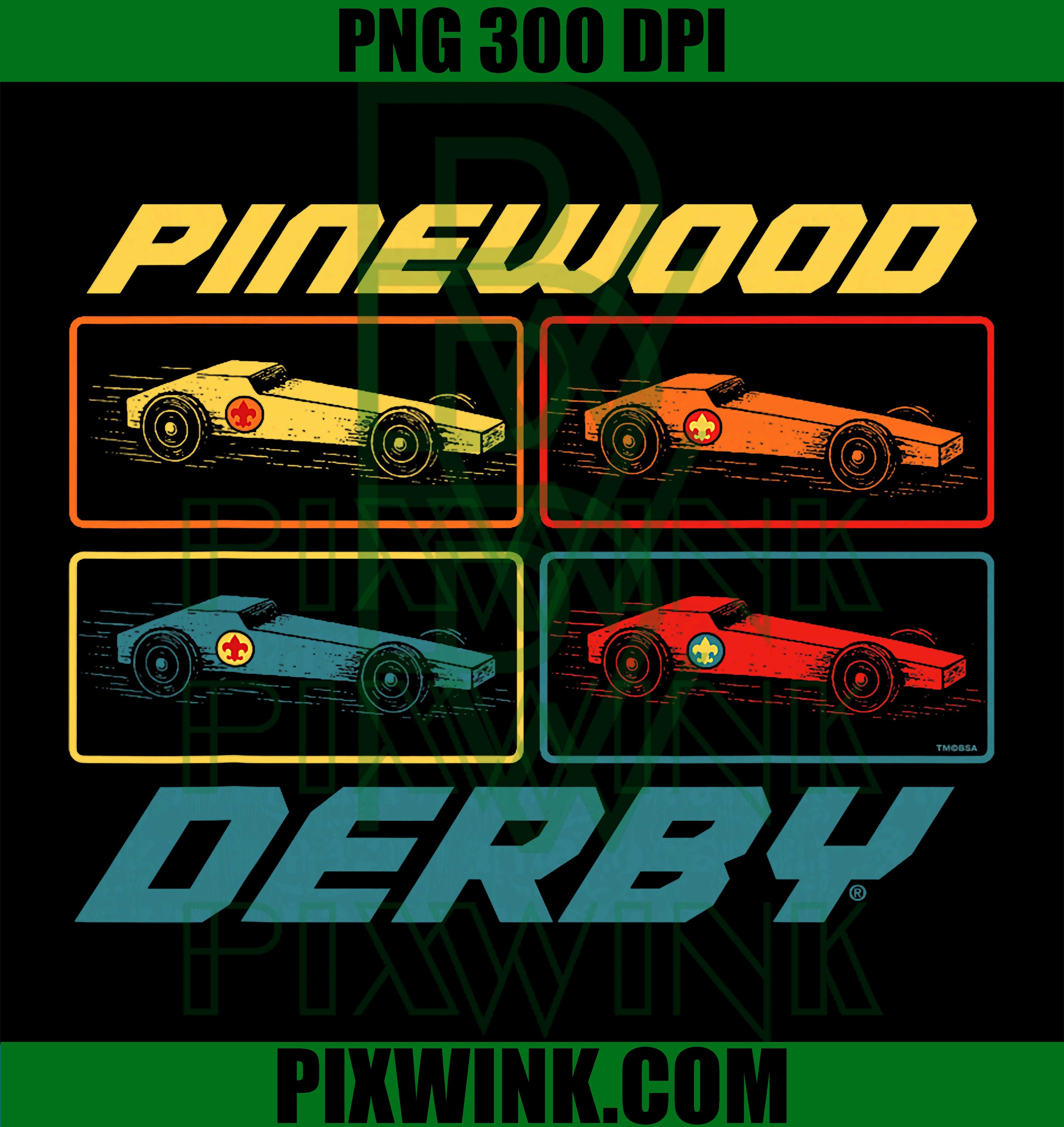 Classic Pinewood Derby Pop Art PNG, Cub Scouts Retro Race Cars PNG