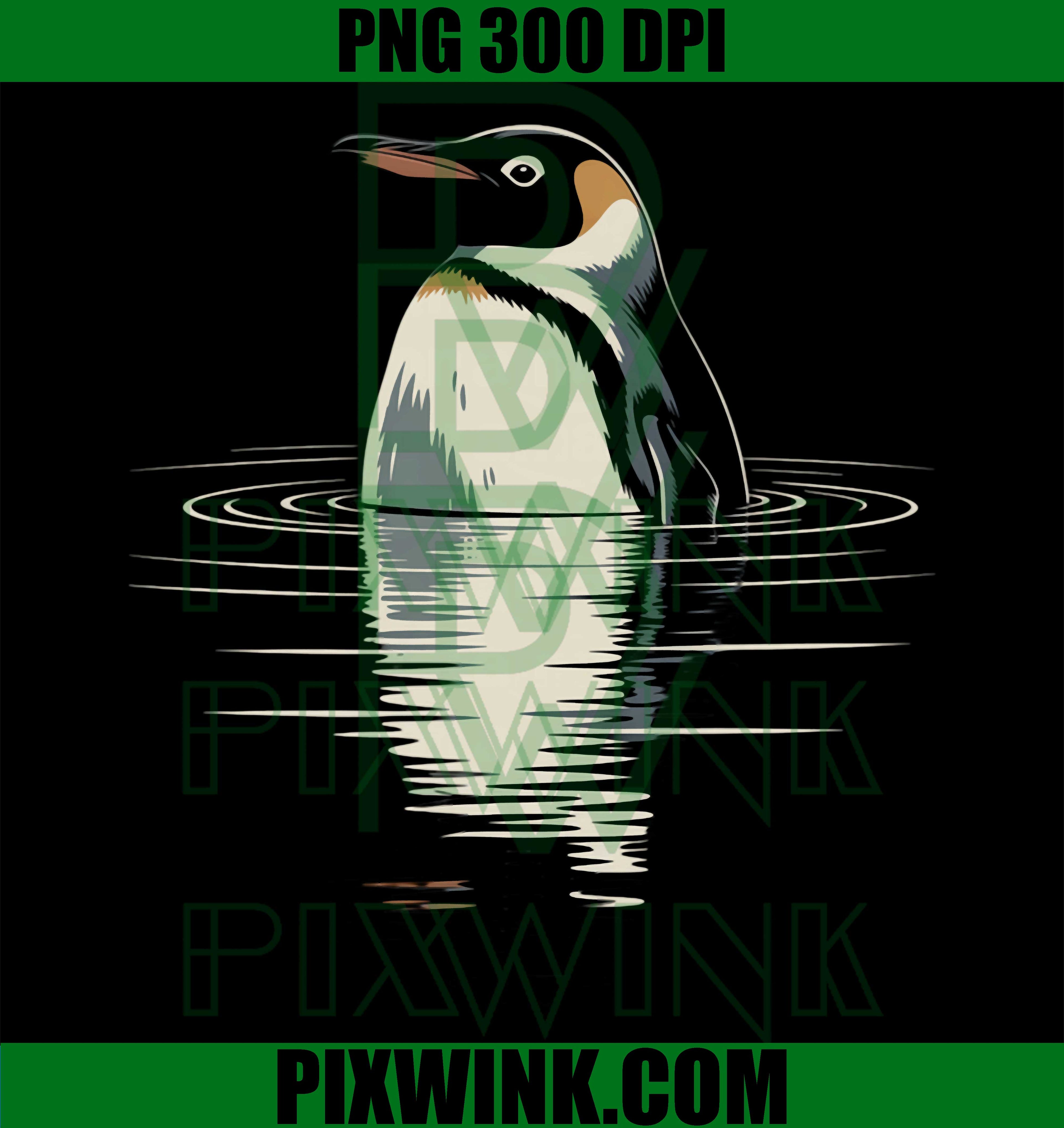 Penguin Water Reflection PNG, Lake Nature Penguin Graphic PNG
