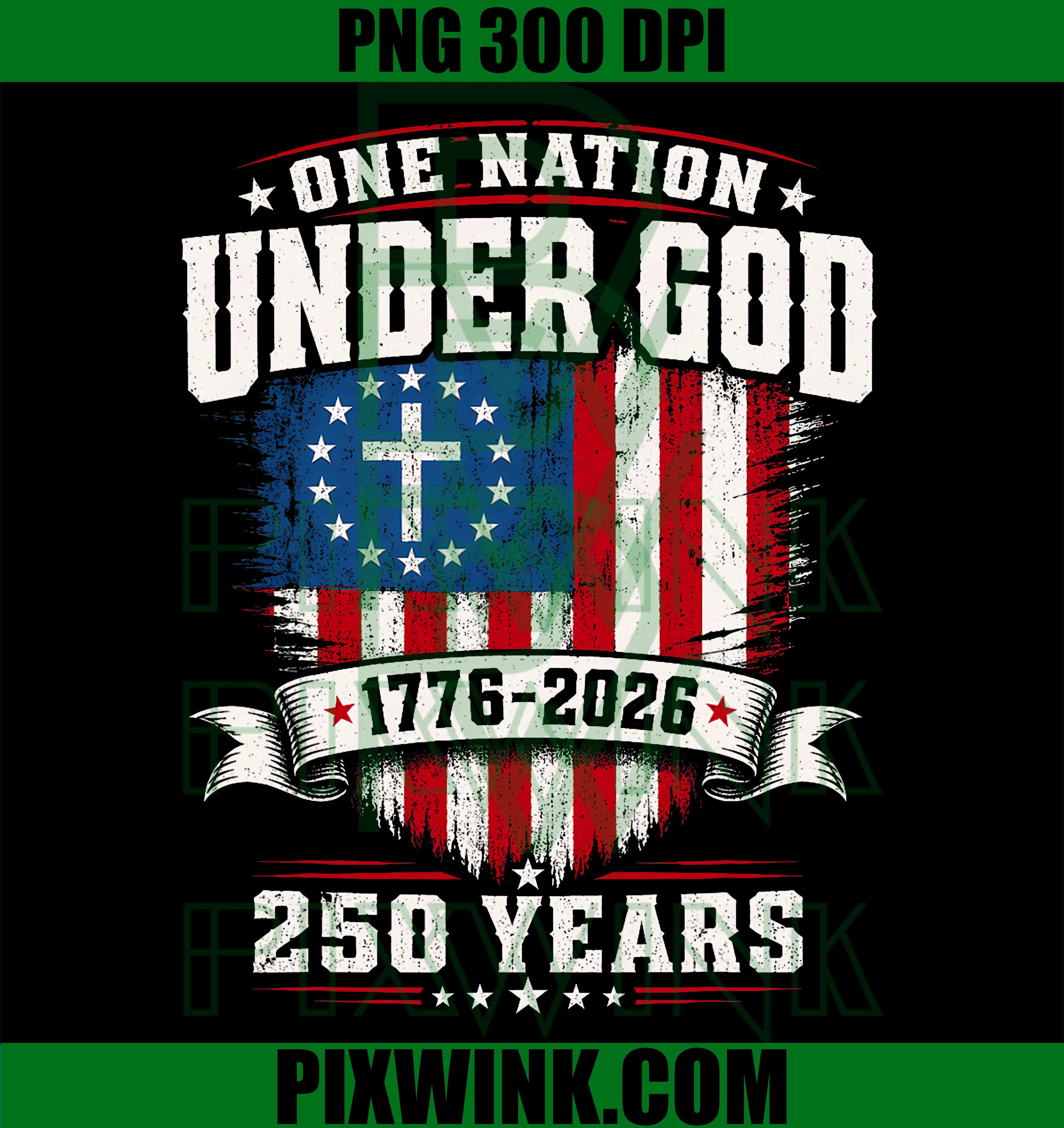 250th Anniversary USA PNG, God Bless America PNG Patriotic Christian Flag Design