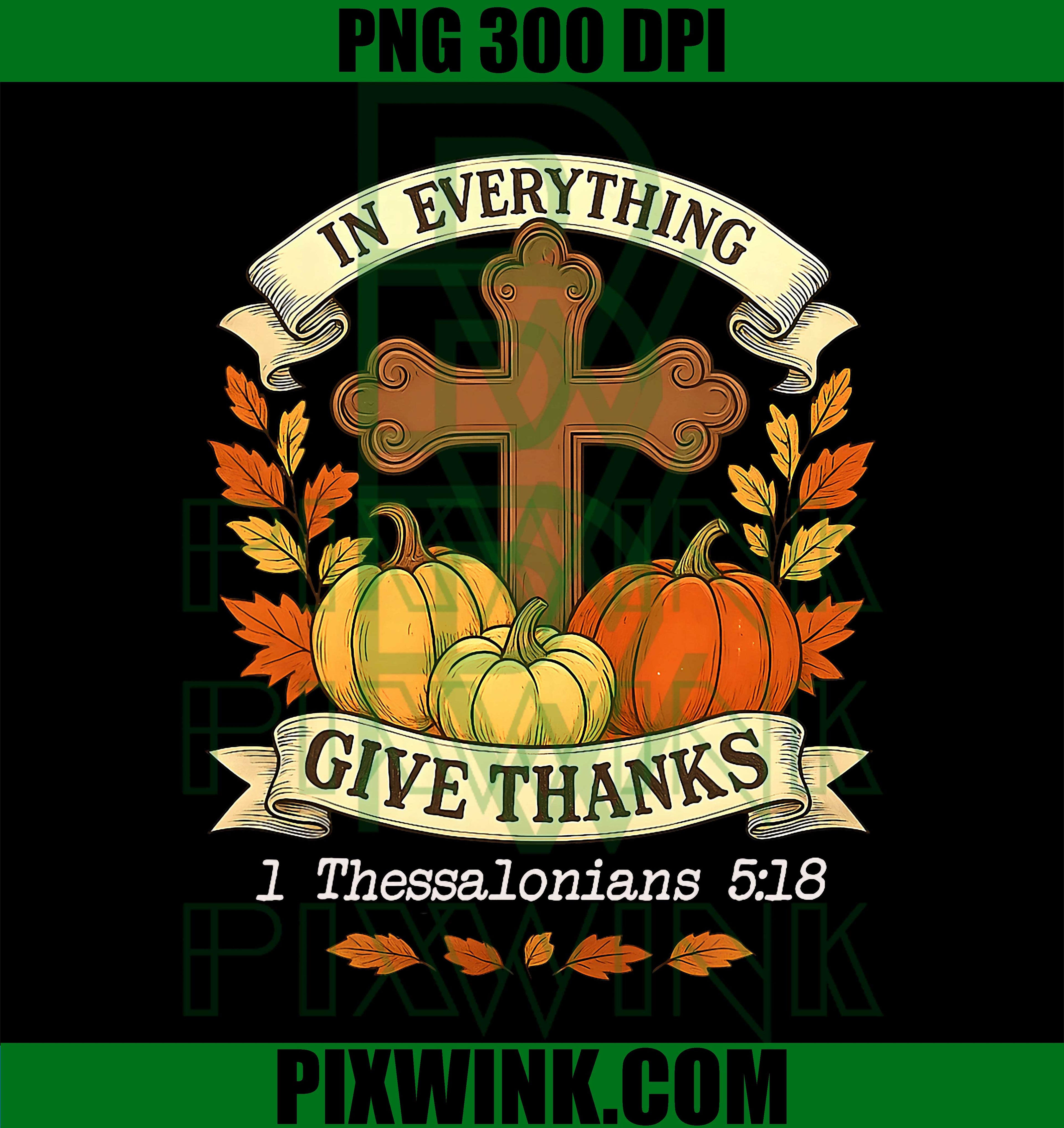 in Everything Give Thanks Cross Christian Thanksgiving Fall PNG