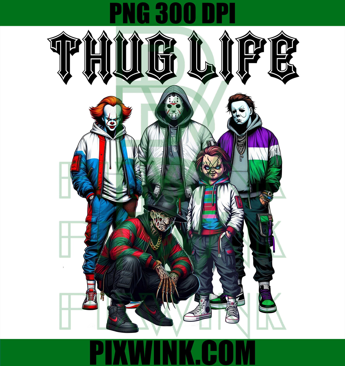 Thug Life Horror PNG, Scary Movie Gang PNG, Slasher Digital PNG