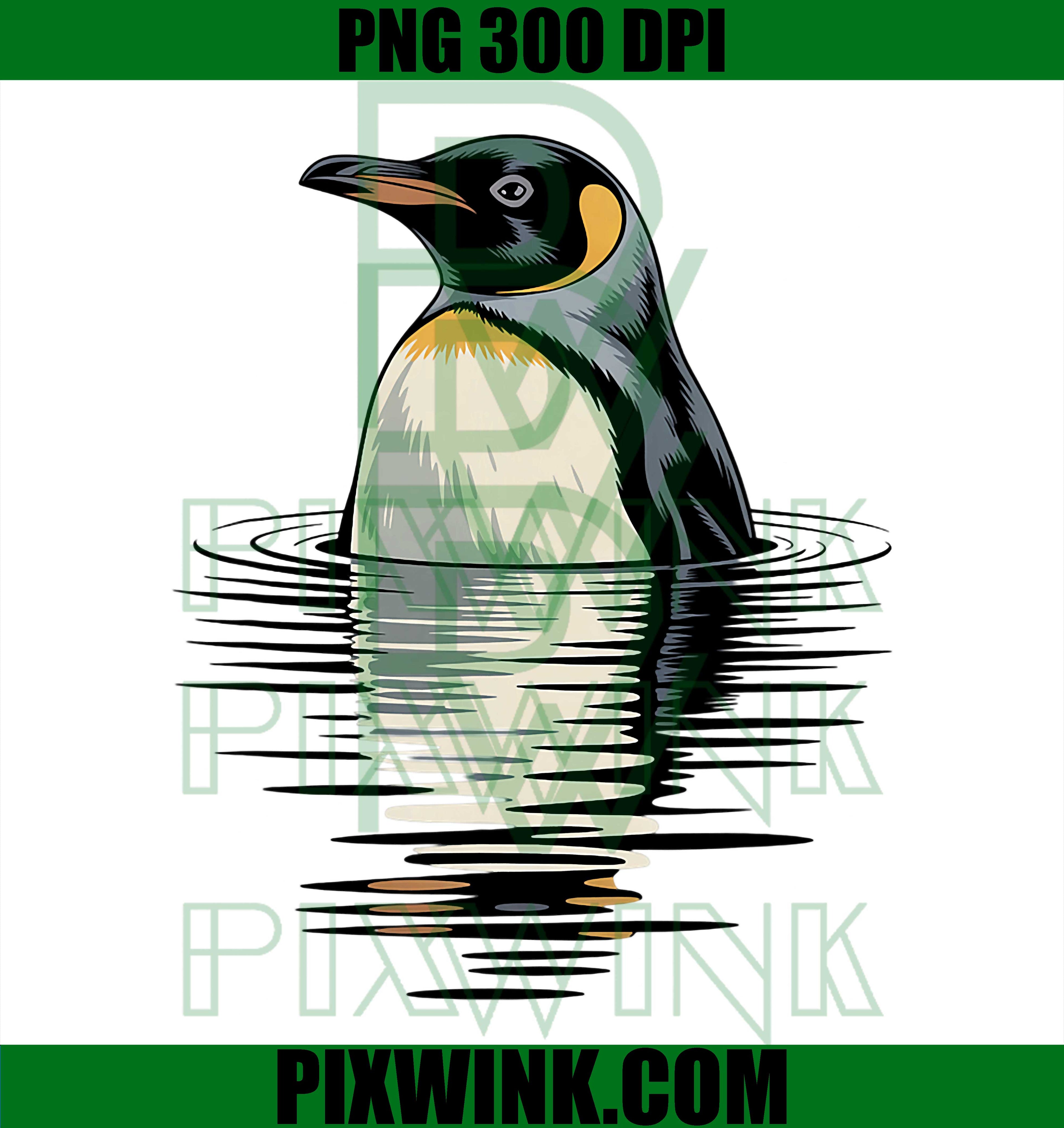 Penguin Water Reflection PNG, Lake Nature Penguin Graphic PNG