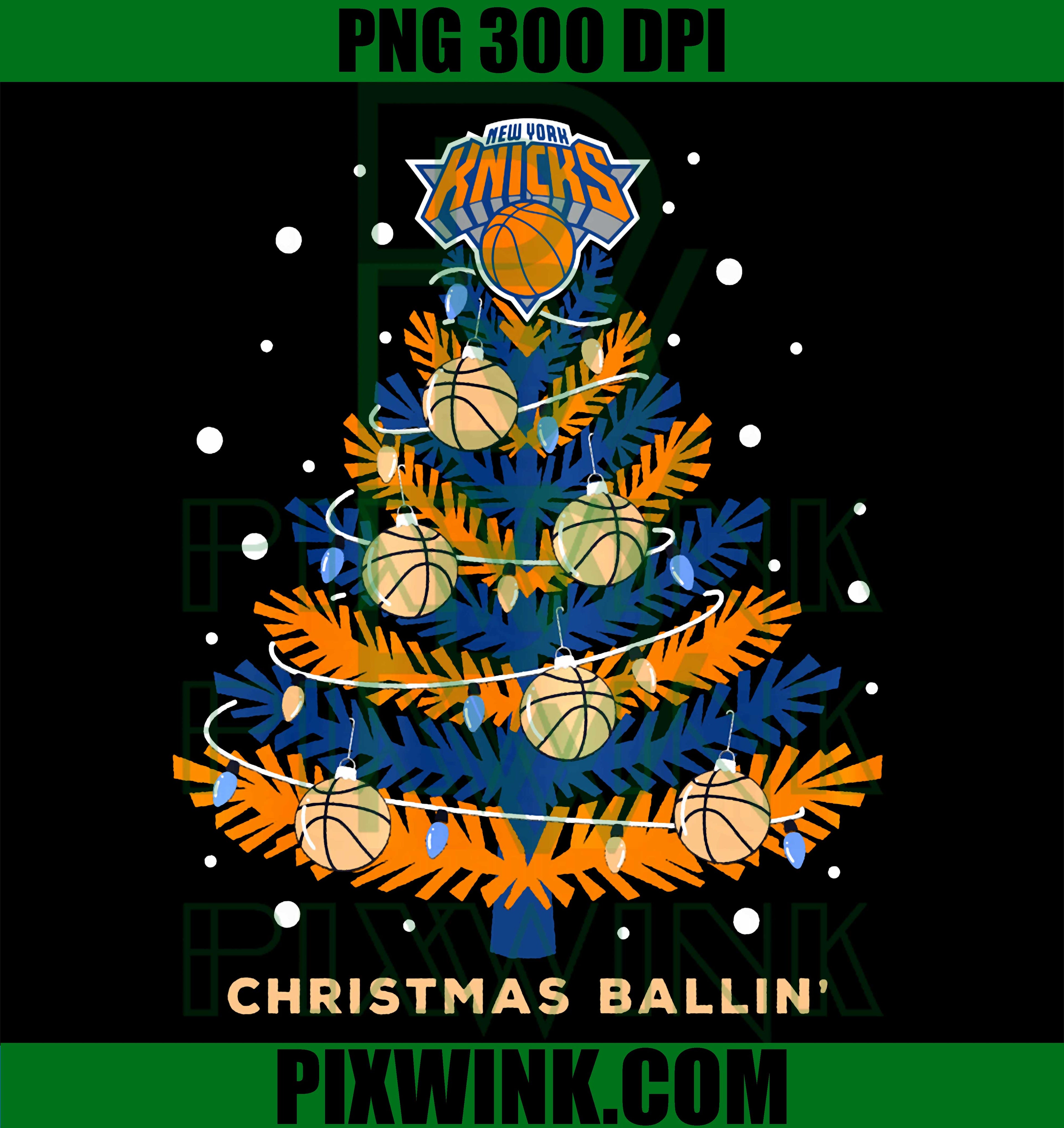 New York Knicks Christmas Tree PNG, NBA X-Mas Basketball Logo PNG
