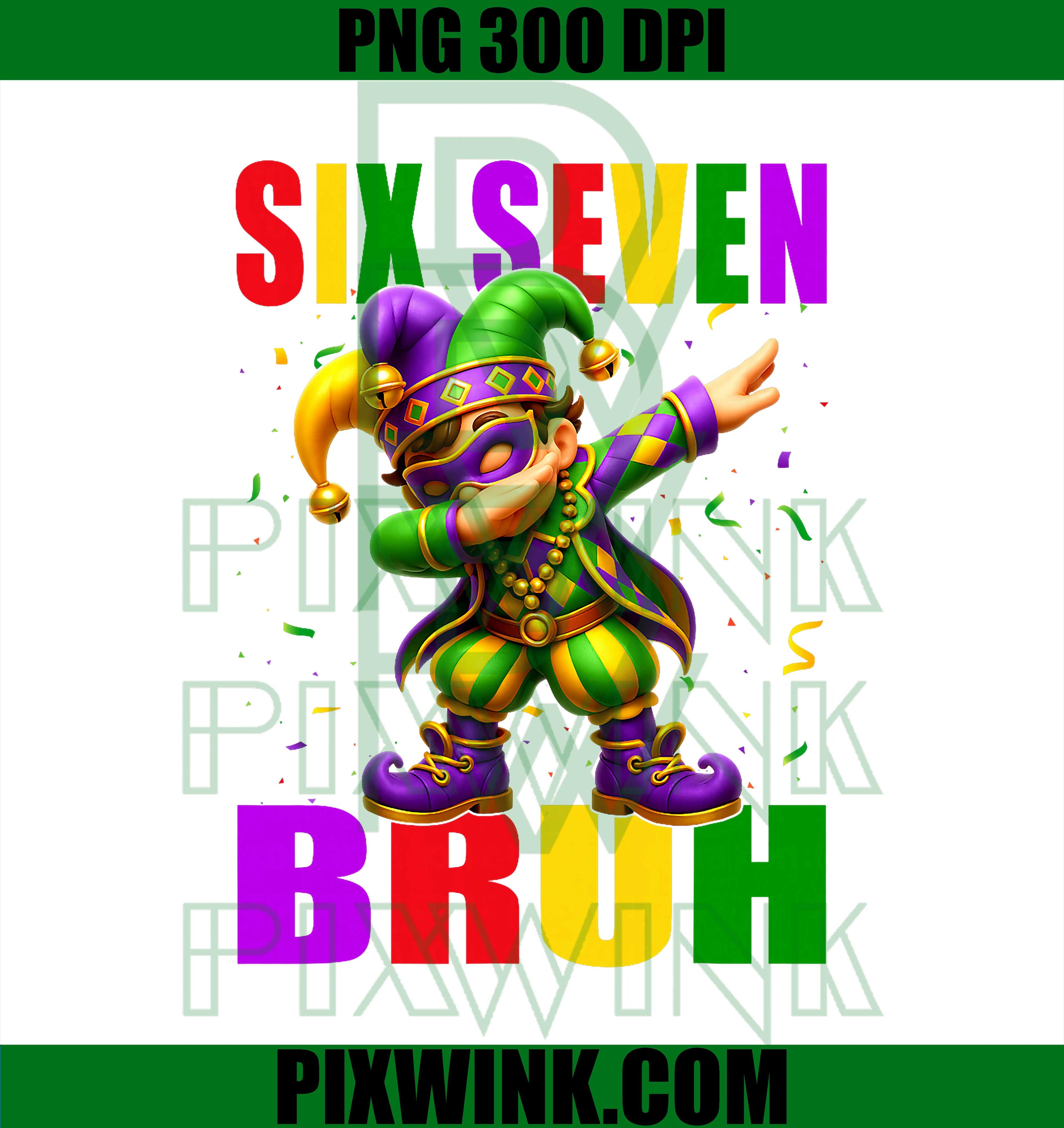 Six Seven Bruh Mardi Gras Jester Dab, 6 7 Meme Fat Tuesday PNG