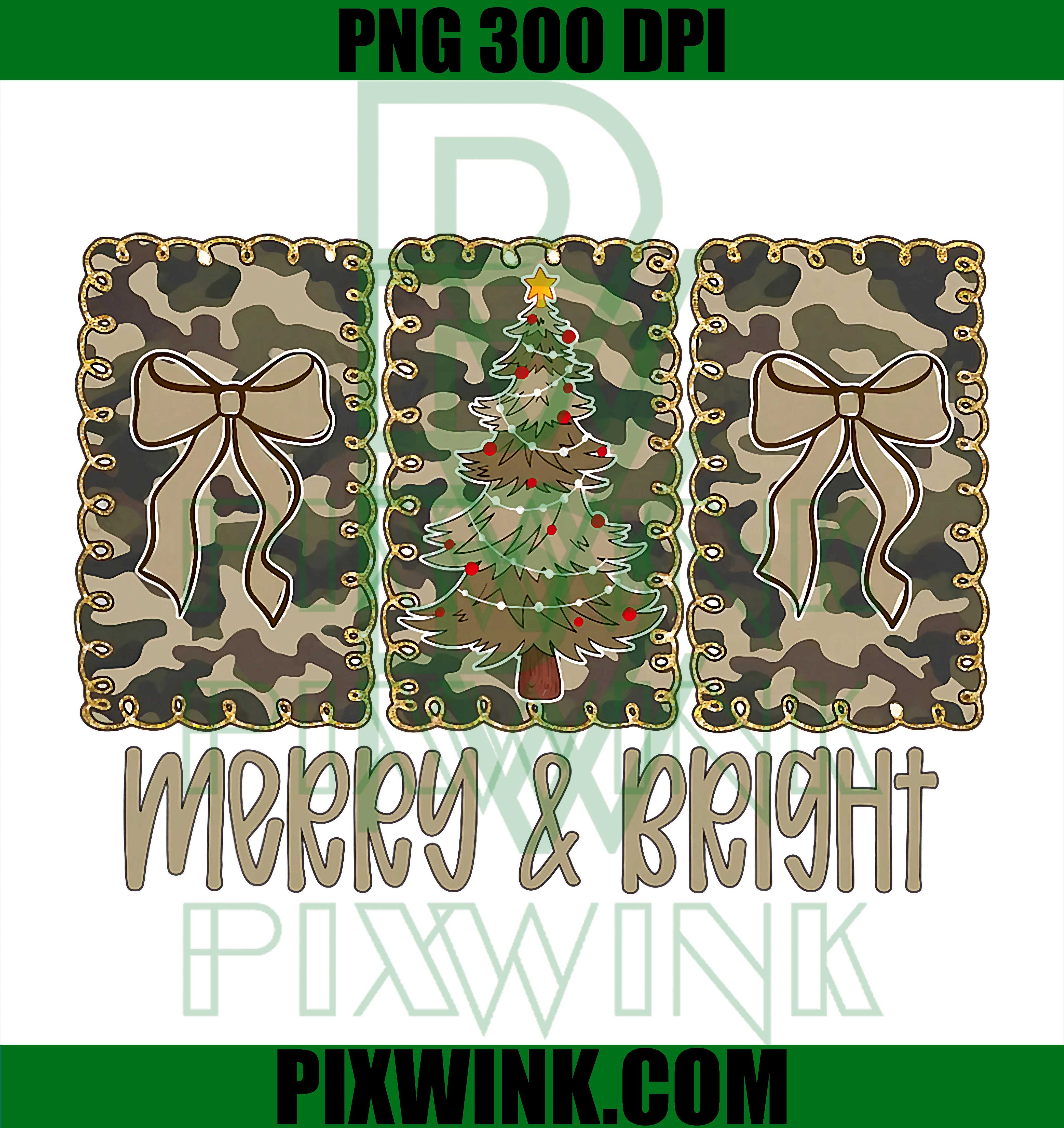 Merry and Bright, Camo Christmas Tree Matching Family PNG