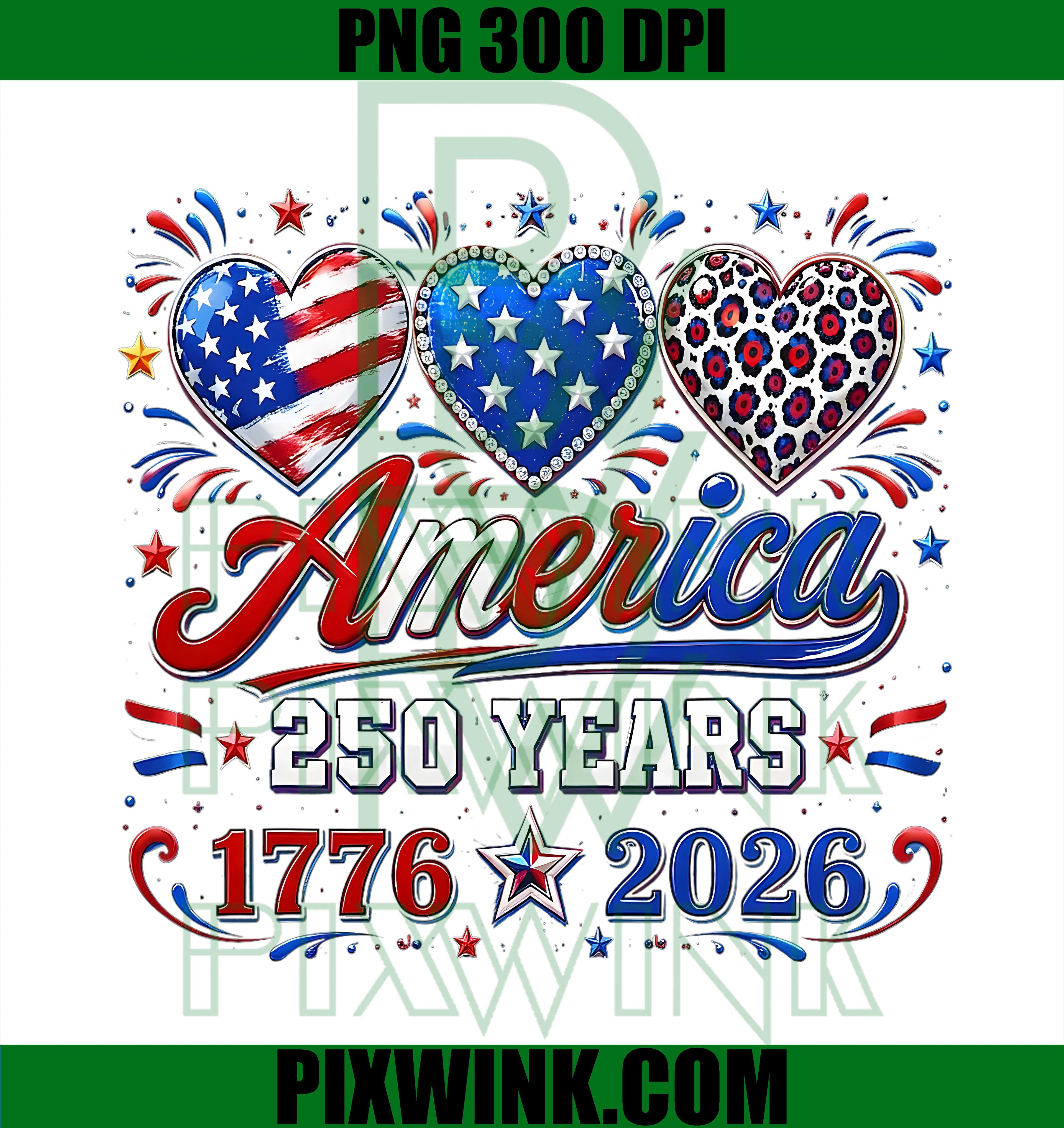 America Flag Heart PNG, 250 Years USA PNG, Women Girls USA PNG