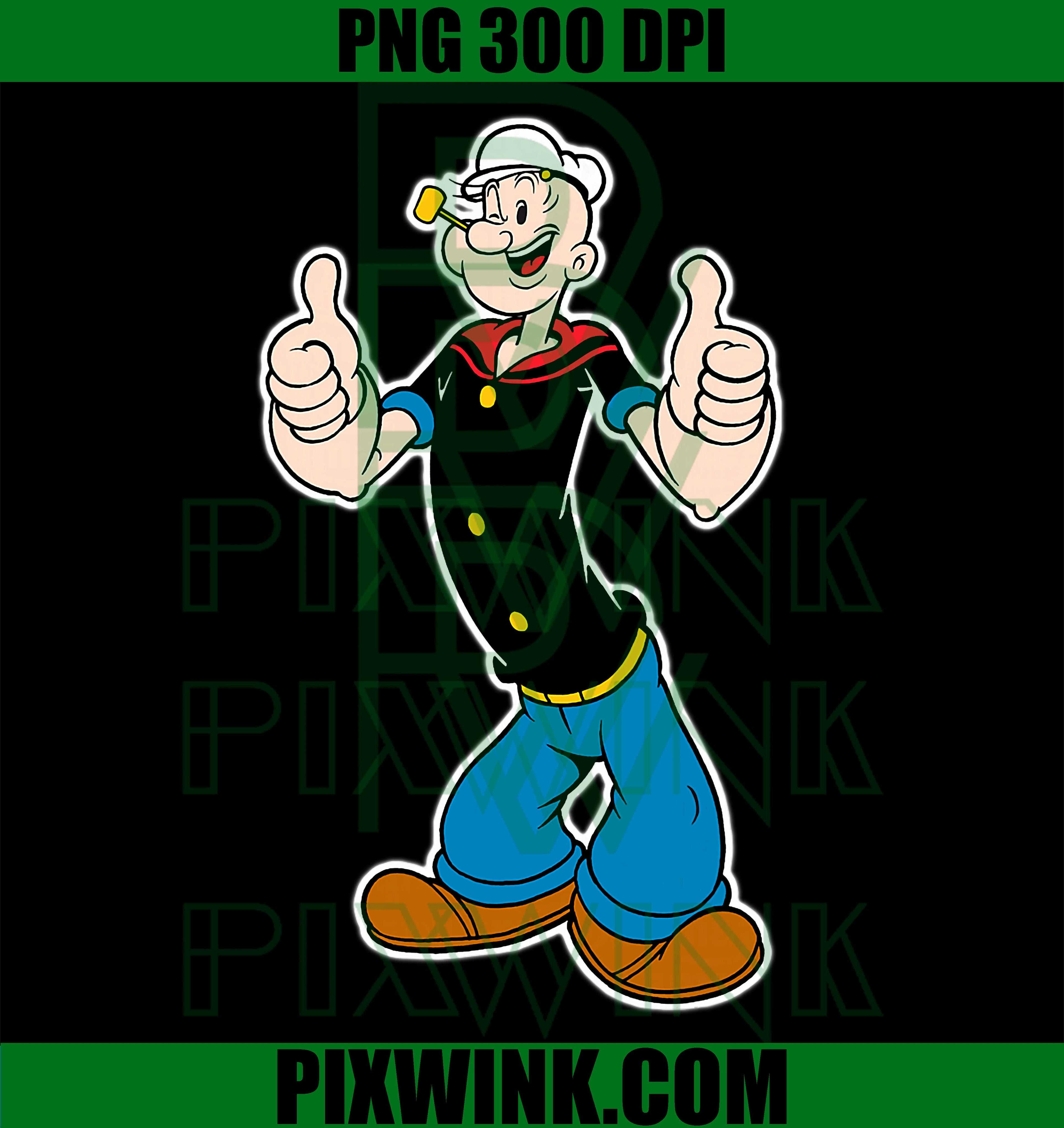 Classic Popeye Thumbs Up PNG, Vintage Cartoon Sailor Graphic PNG