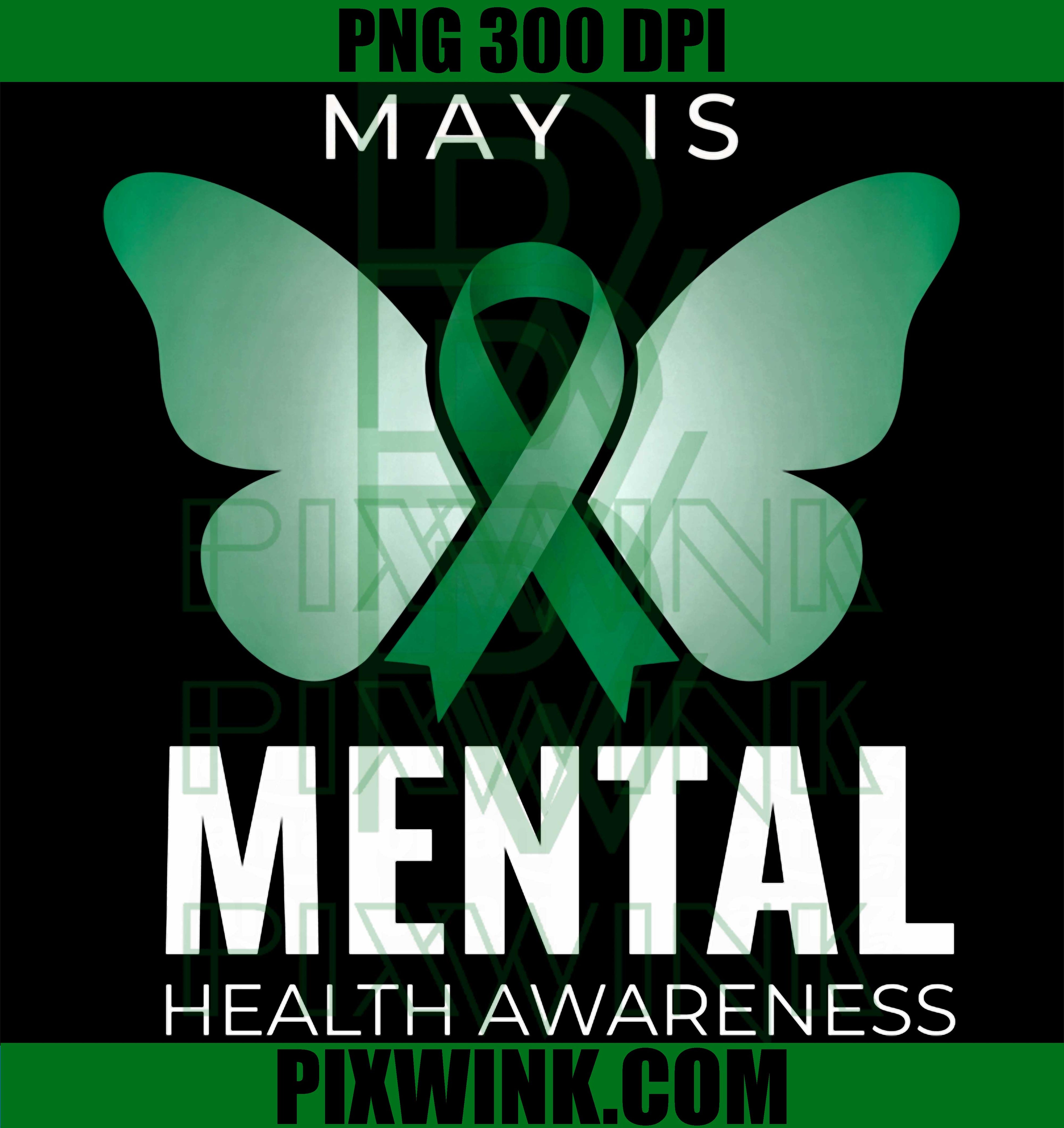 Mental Health Awareness PNG, Green Butterfly Women Support PNG