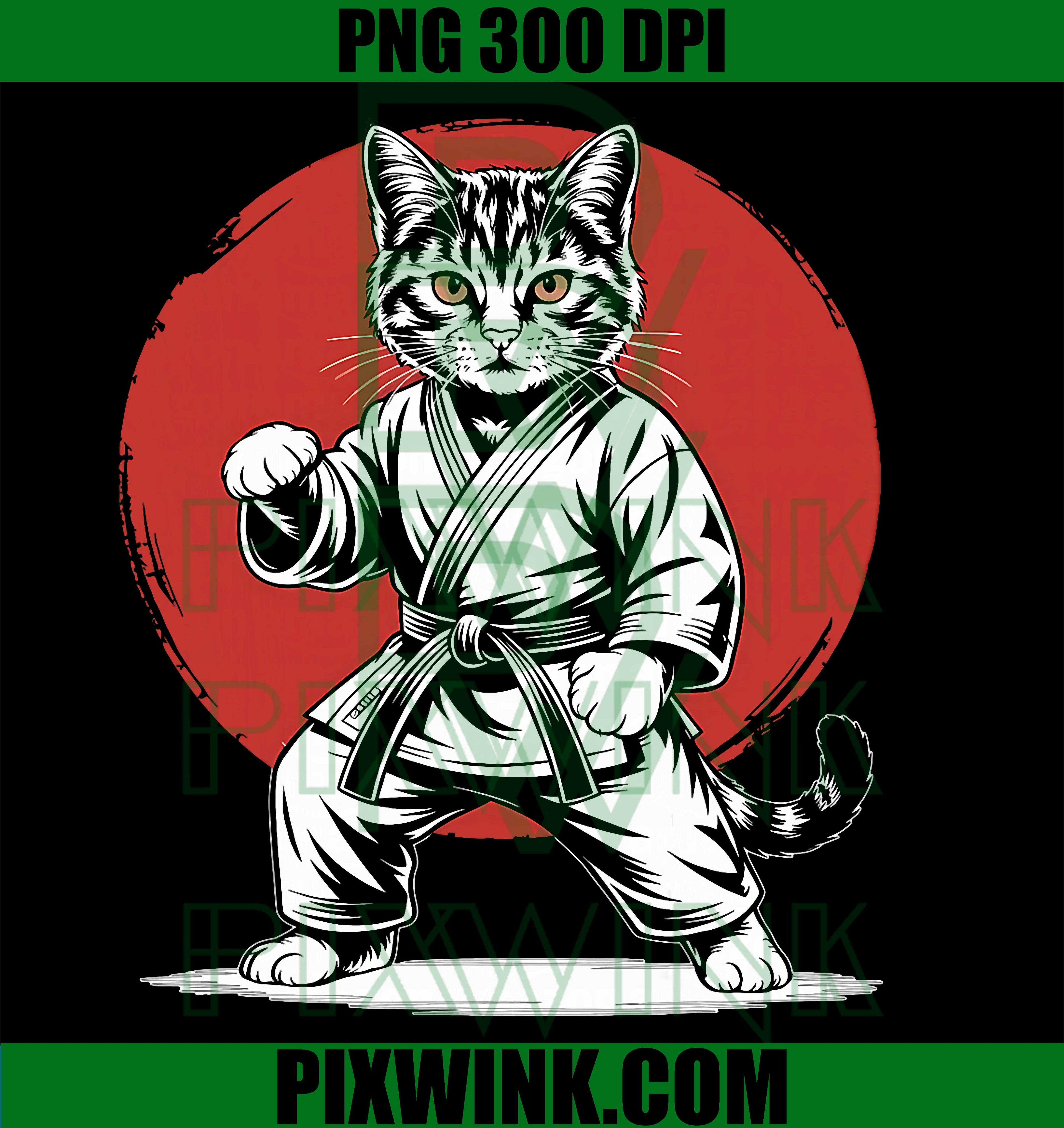 Cat Karate Judo, Japan Japanese Flag, Martial Arts Graphic PNG