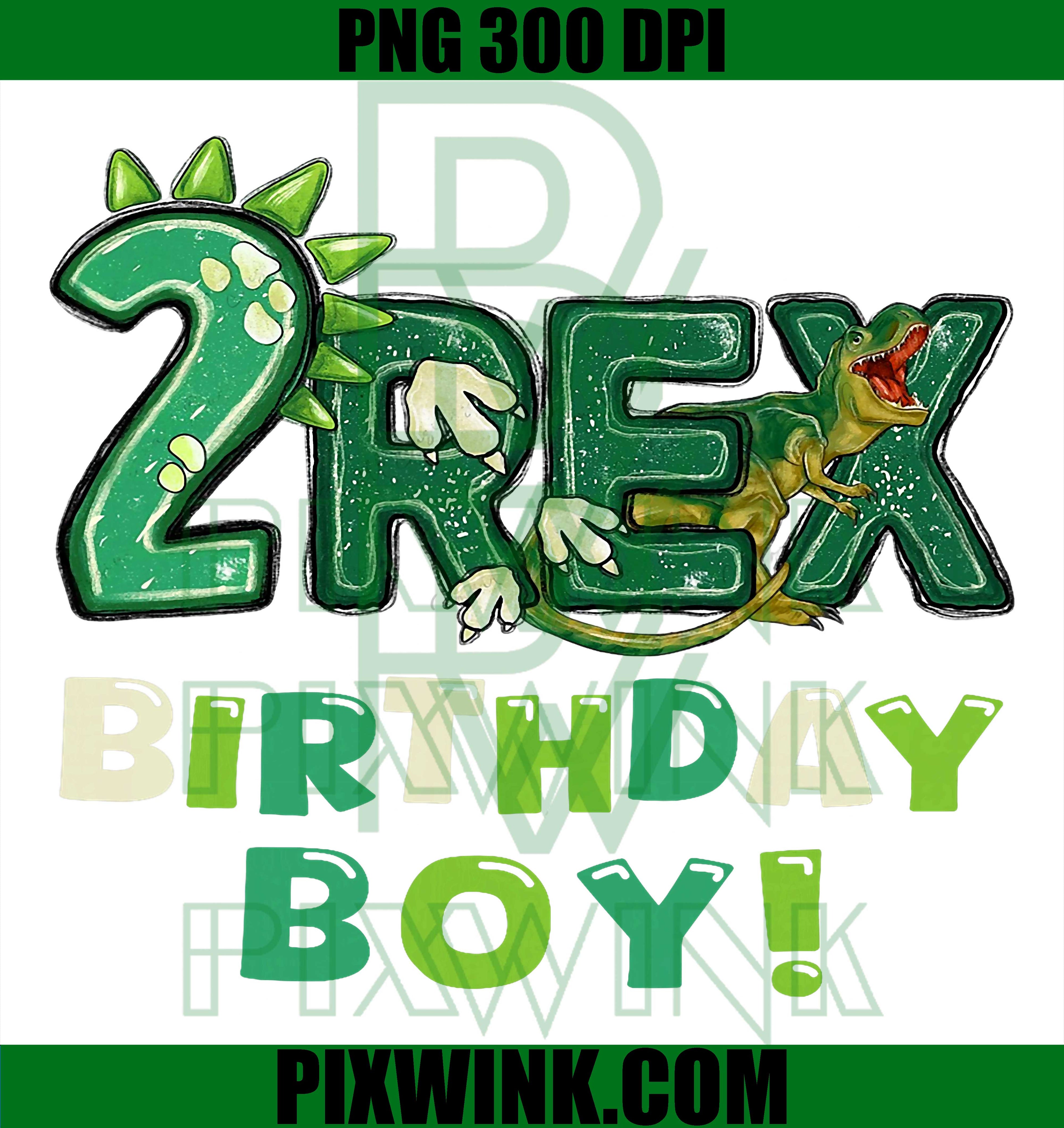 Two Rex, 2nd Birthday, Second Dinosaur, 2 Year Old PNG