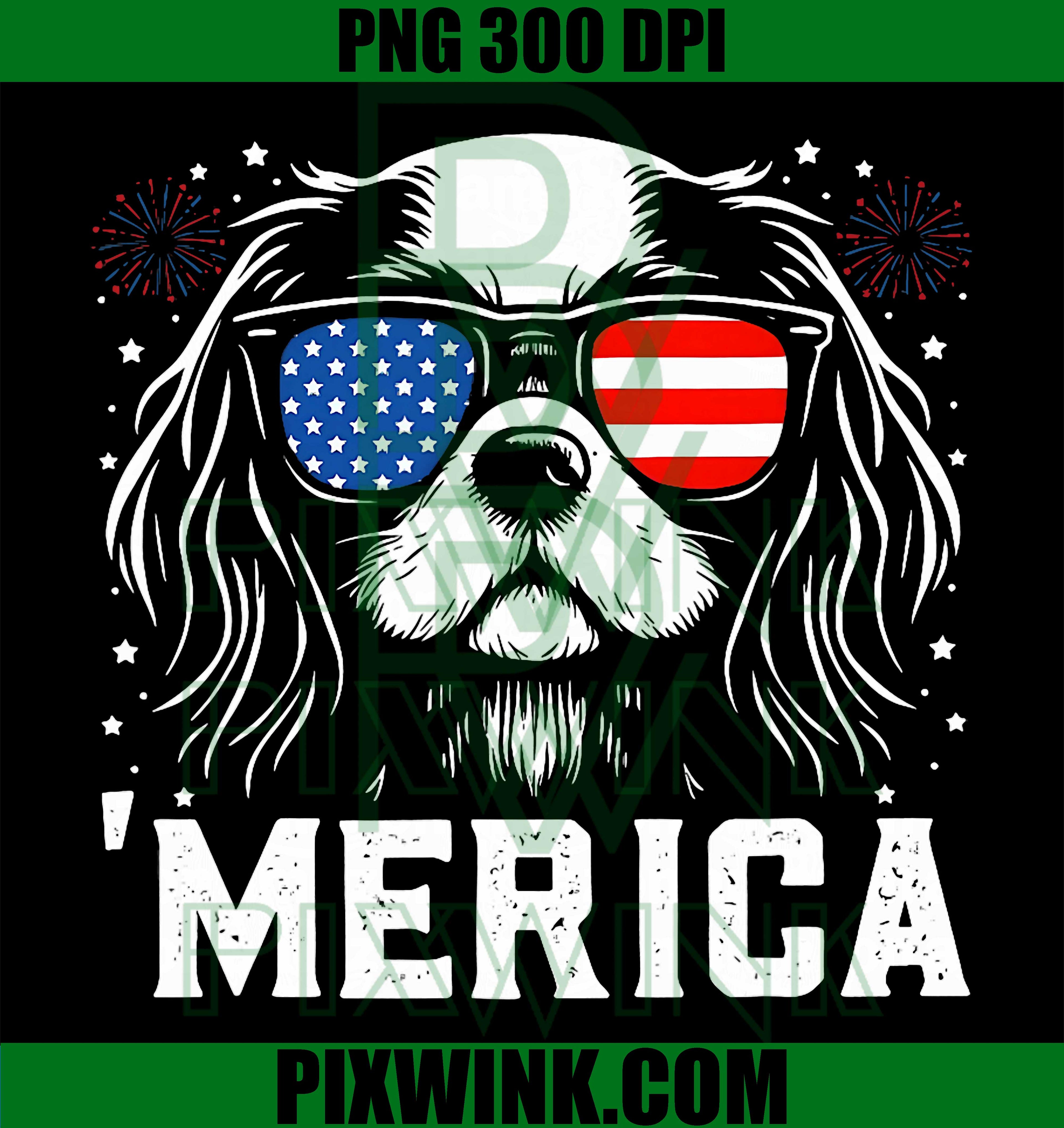Cavalier King Charles PNG, Merica 4th July PNG Patriotic Dog Design
