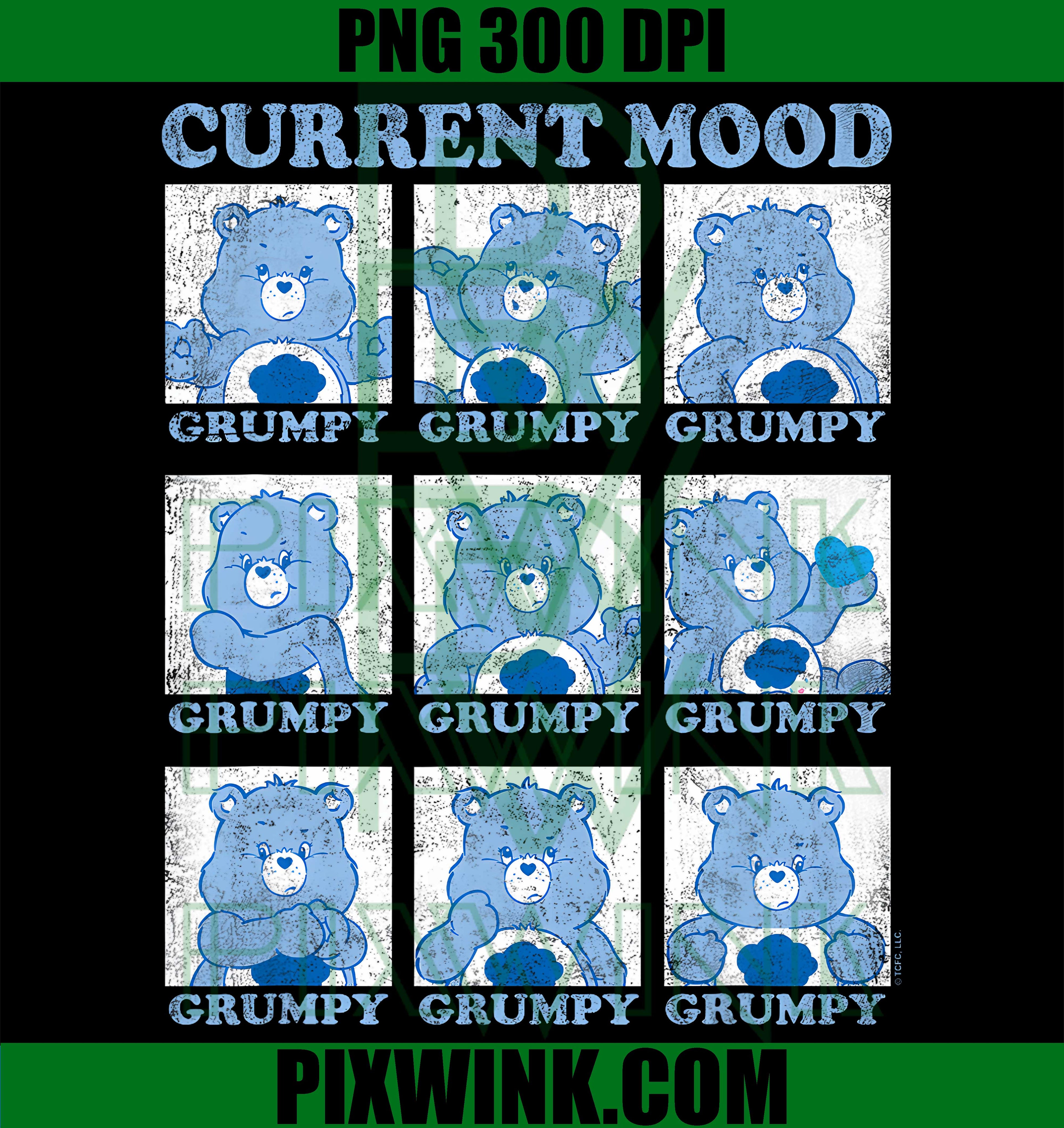 Care Bears Current Mood PNG, Grumpy Bear Squares Graphic PNG