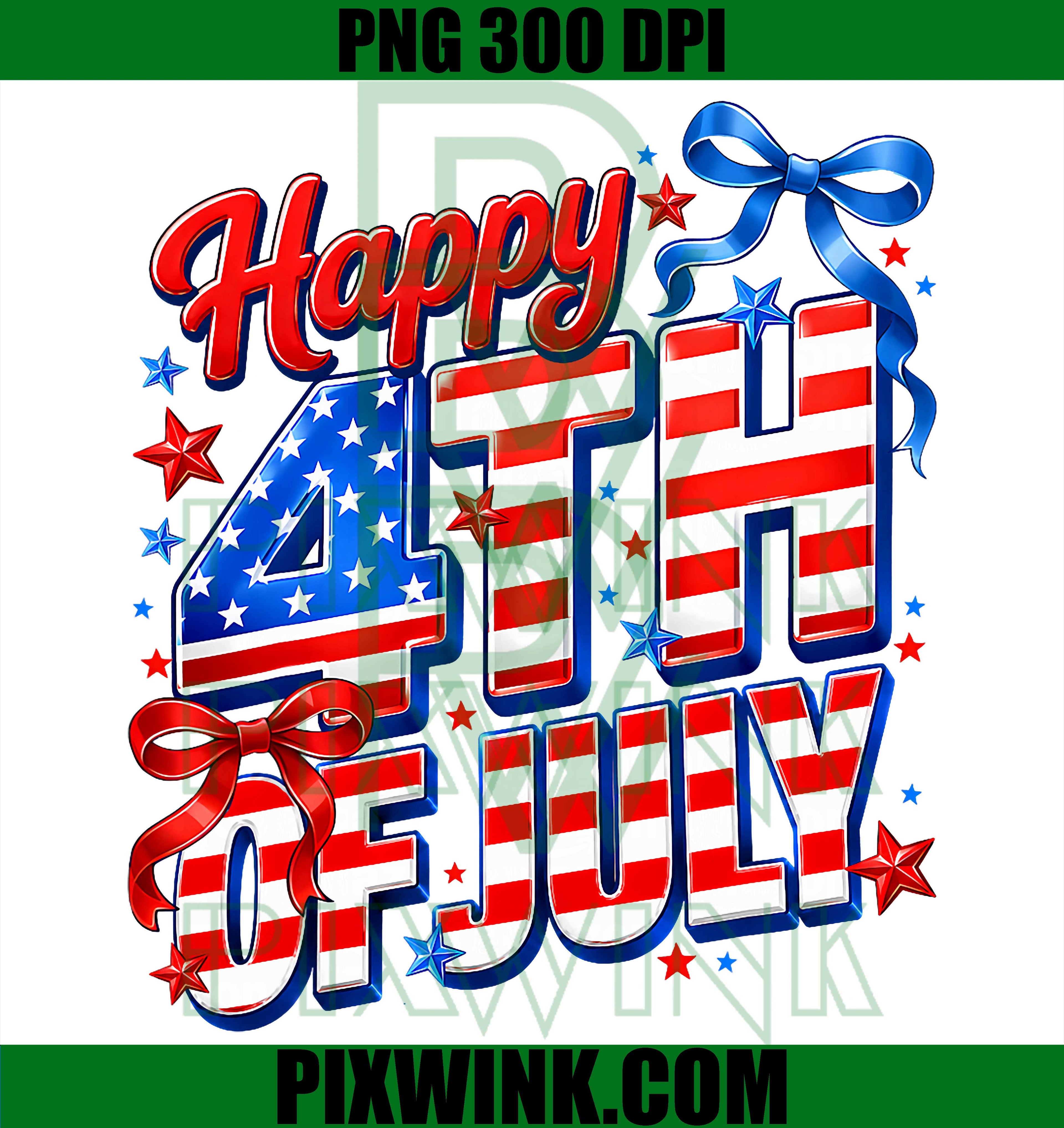 Happy 4th Of July Bow PNG, Patriotic American Flag Graphic PNG