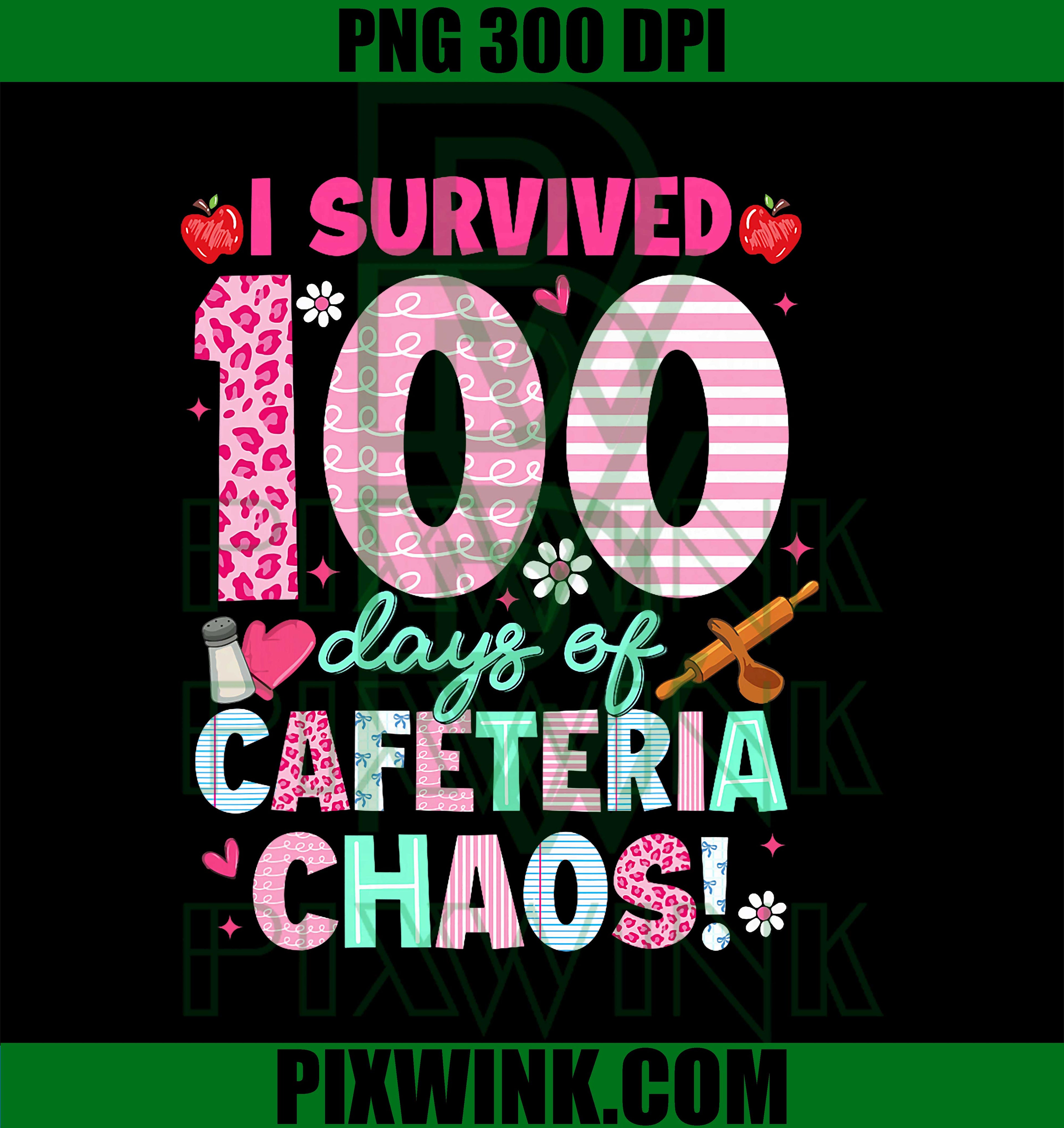 I Survived 100 Days of School Cafeteria Chaos Lunch Lady PNG