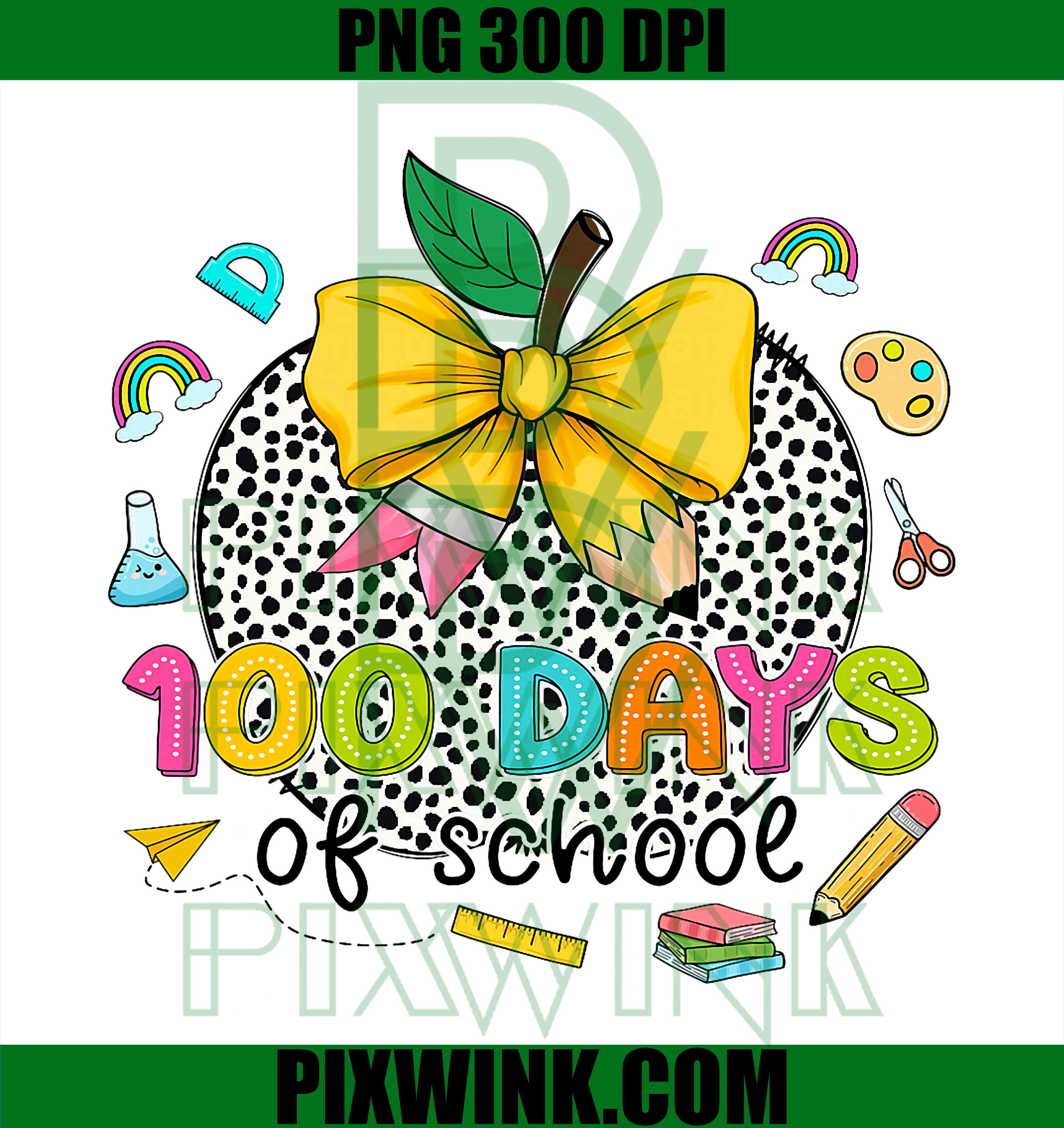 100 Days of School PNG, Apple 100th Day of School PNG