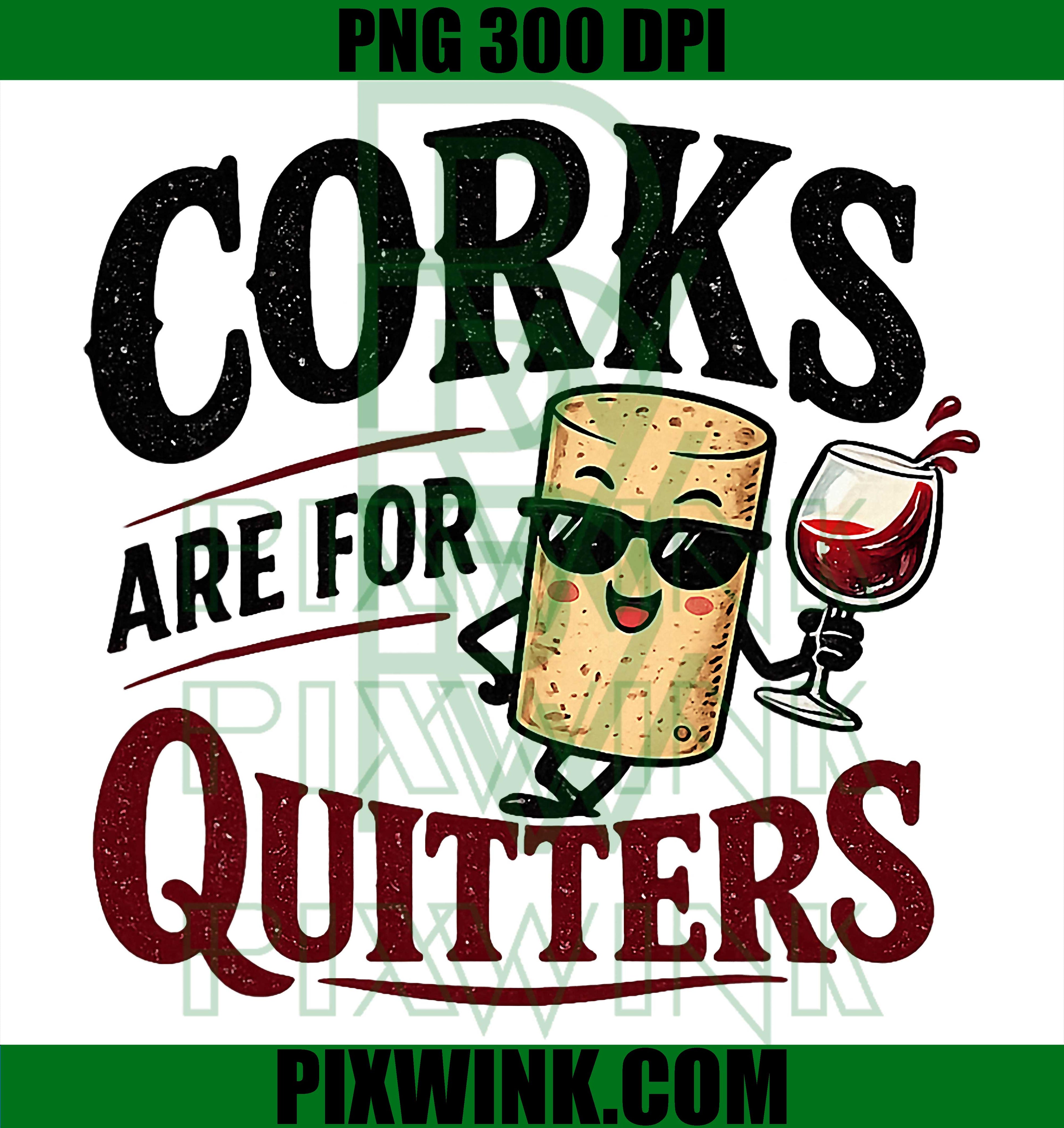 Funny Cork Wine PNG, Corks Are For Quitters Cartoon PNG