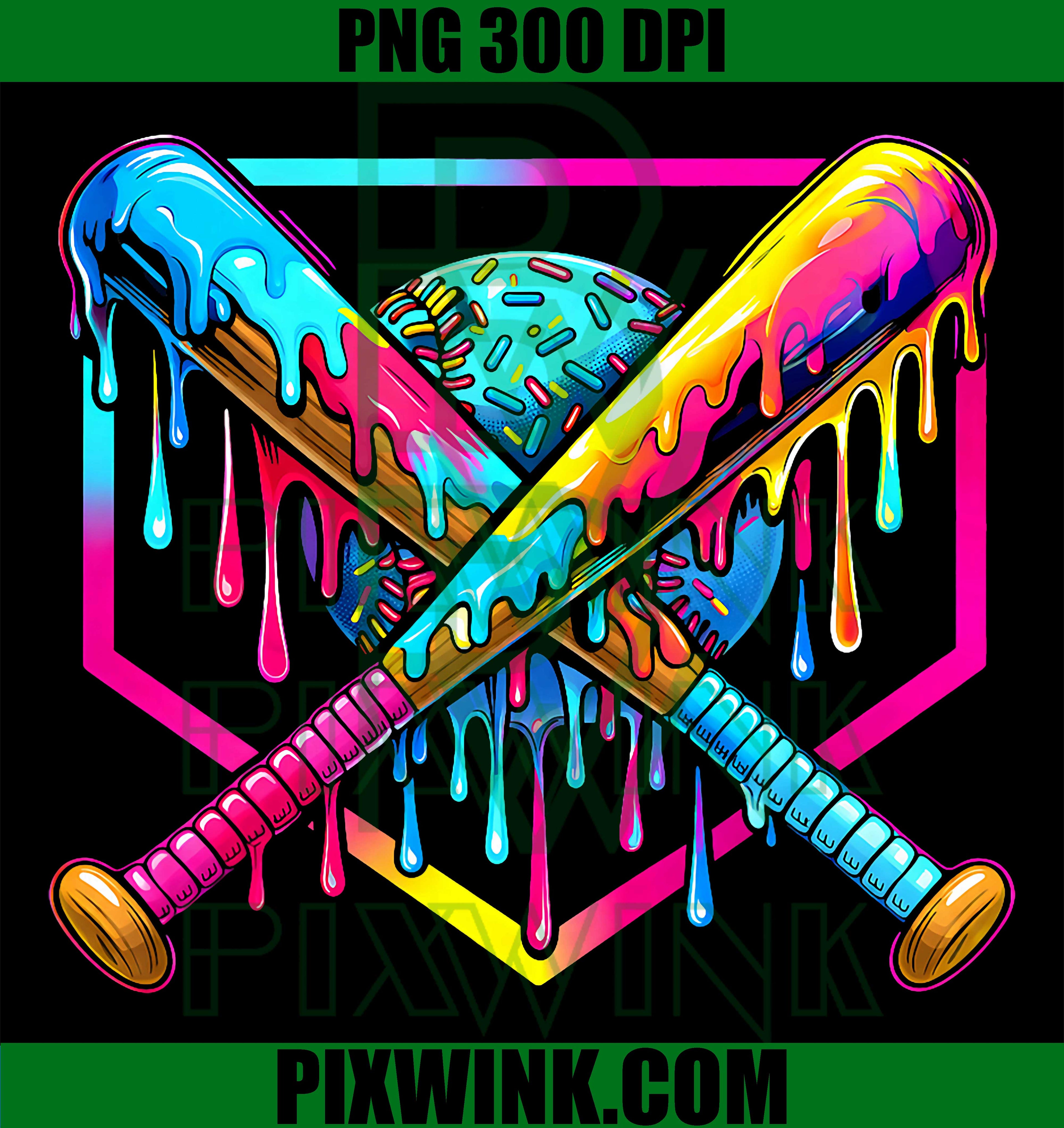 Baseball Ice Cream Drip PNG, Youth Baseball Boys Girls PNG