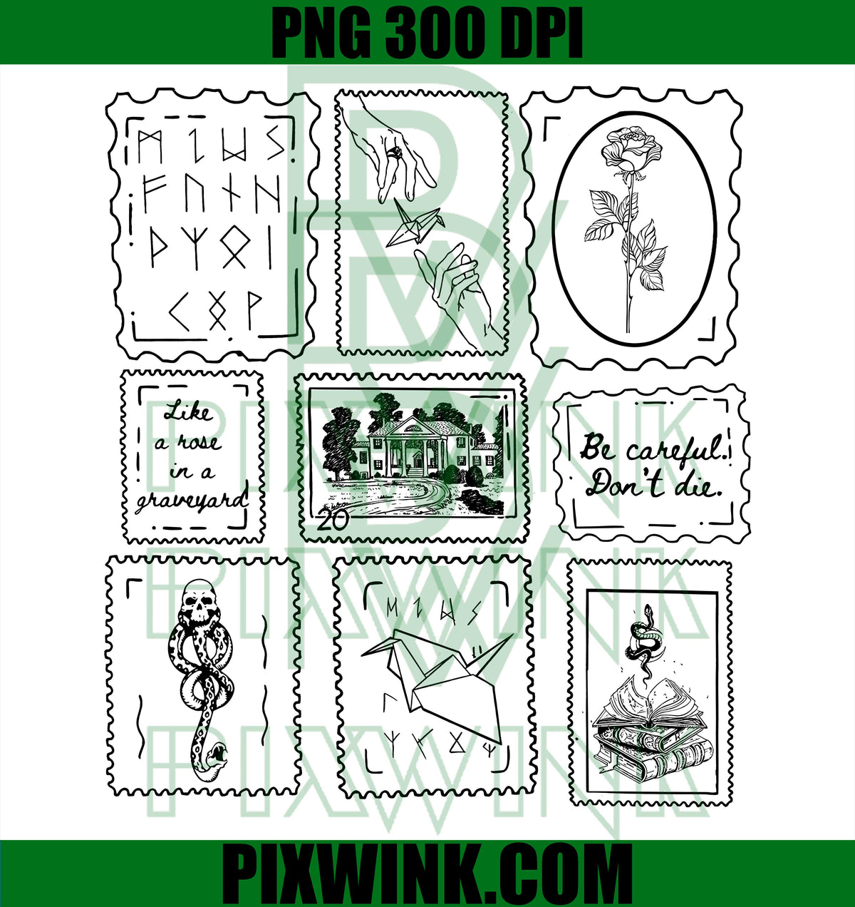 Wizarding Stamps PNG, Dark Mark Tattoo PNG, Magic Elements PNG