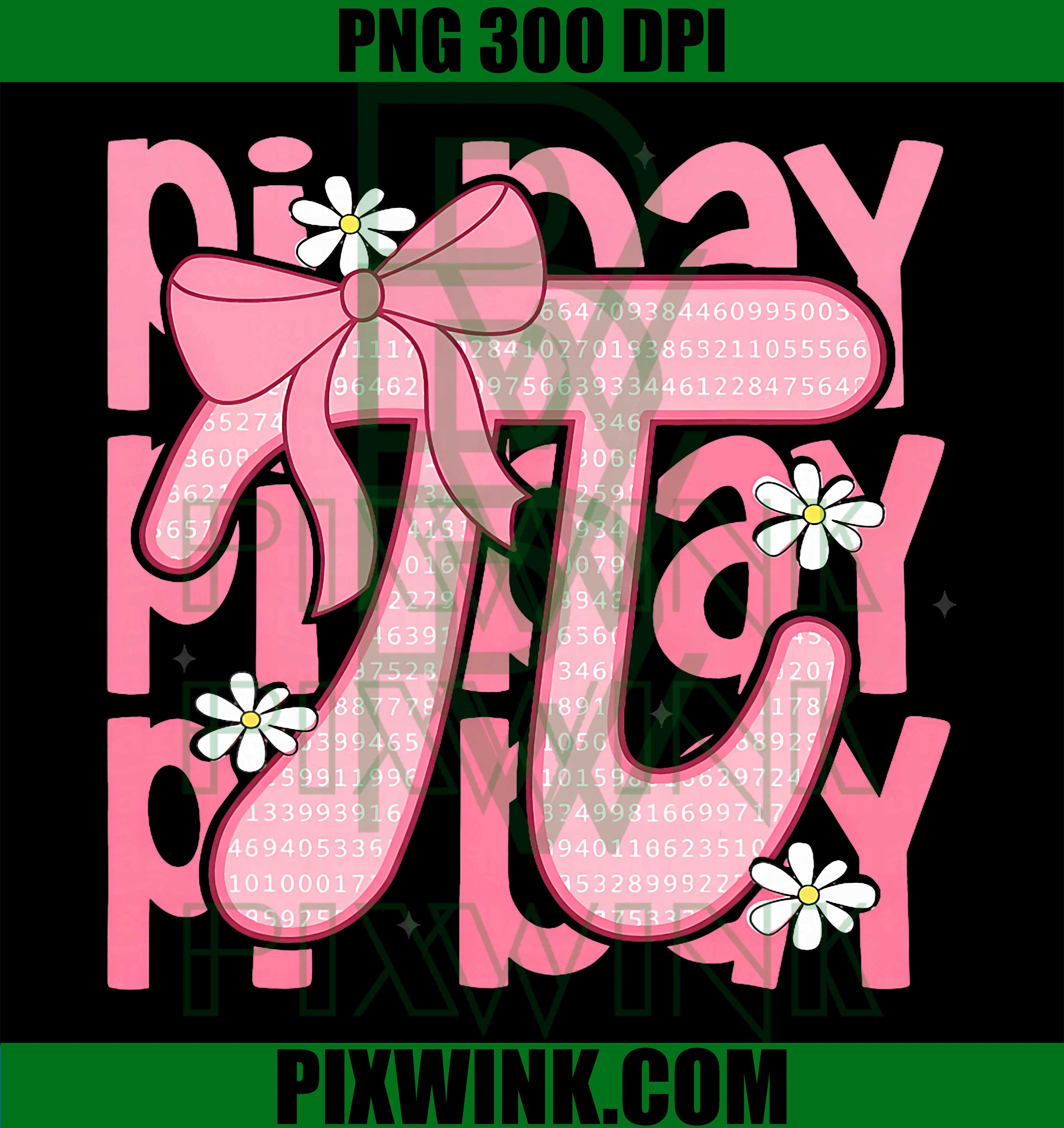 Happy Pi Day Pink Pi PNG, Cute 3.14 Math Coquette Girls Graphic PNG