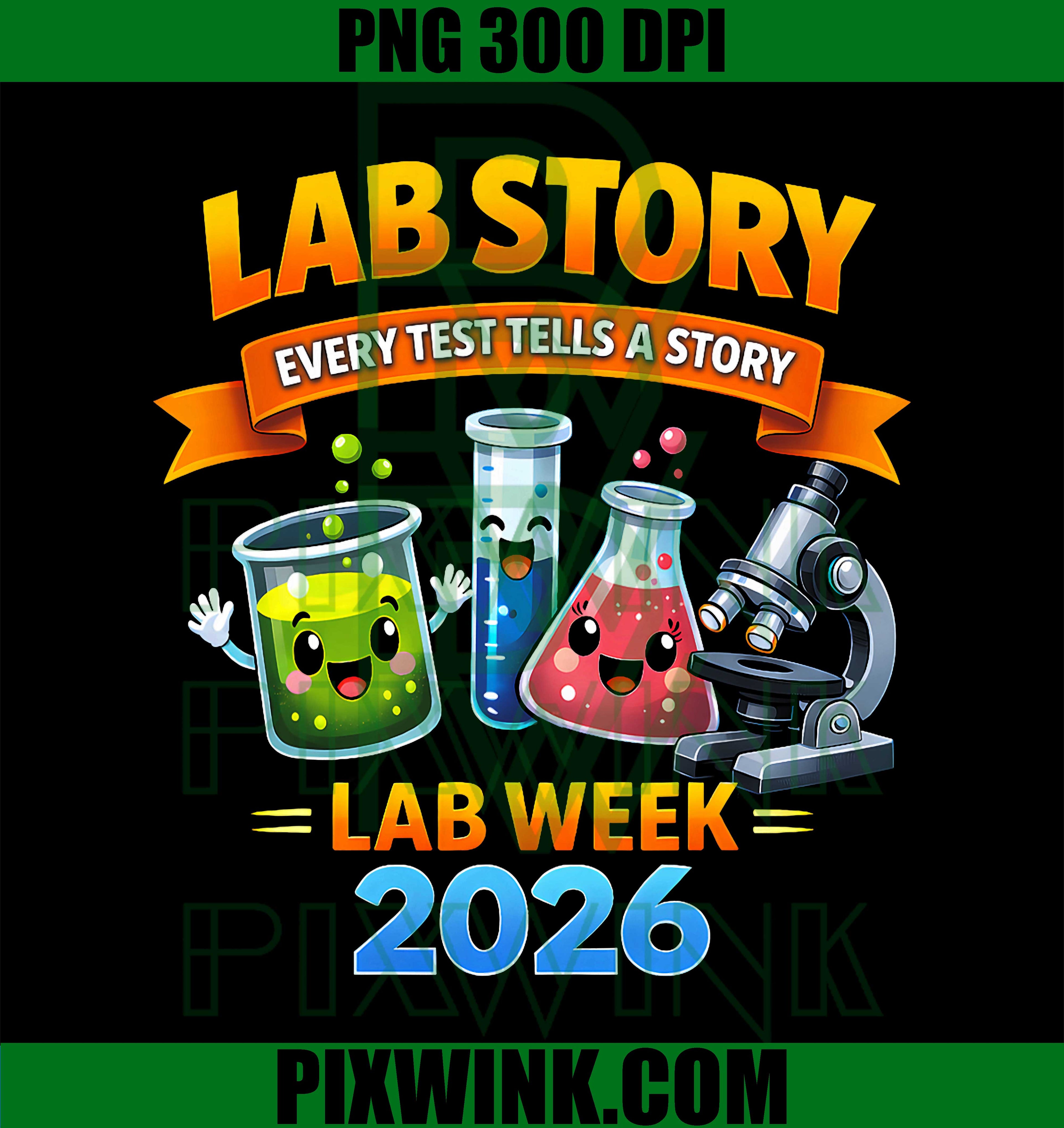 Lab Story Every Test Tells PNG, Lab Week 2026 Tech Retro PNG