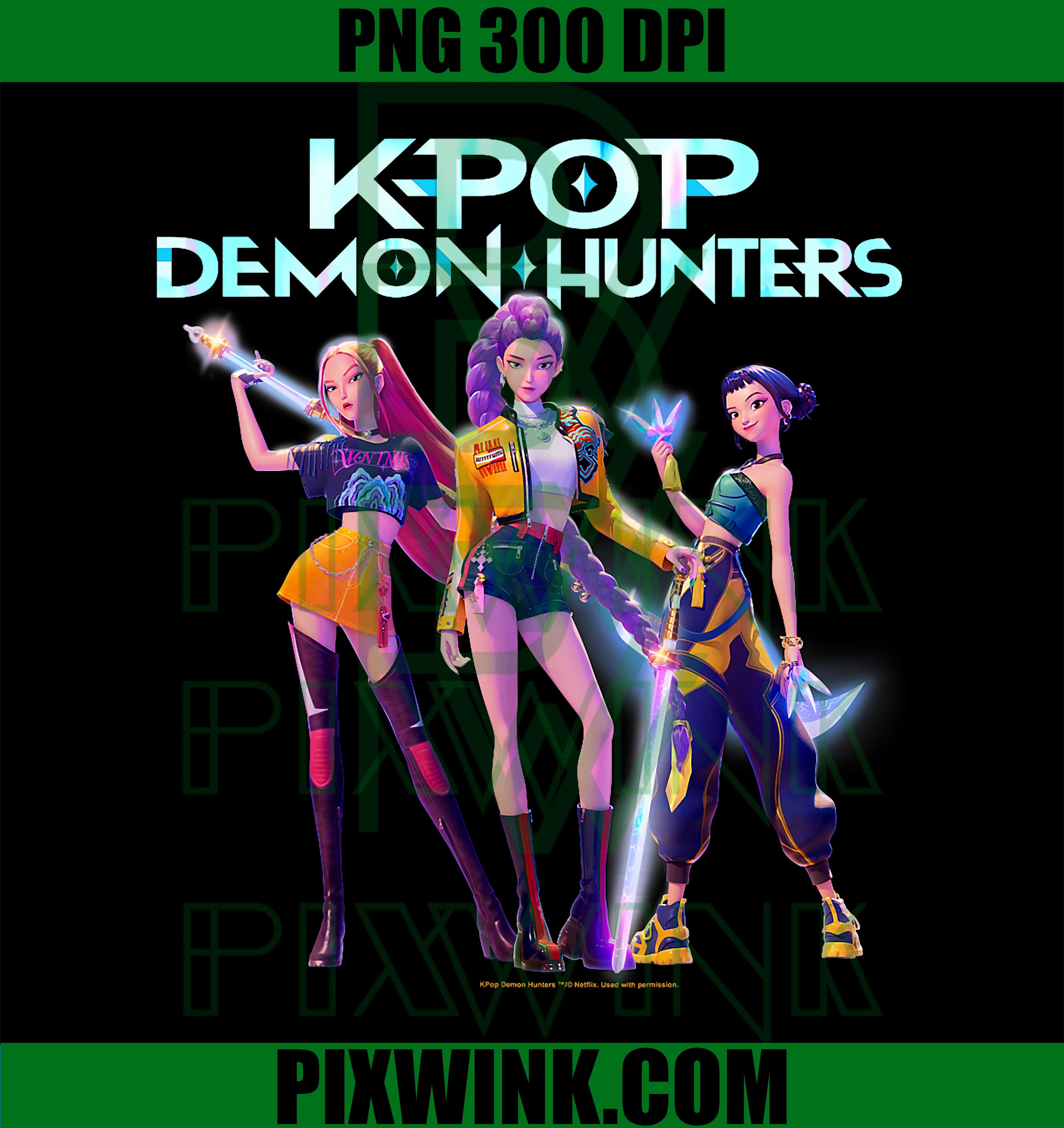 Kpop Demon Hunters Huntrx PNG, Heroic Poses Group Shot PNG