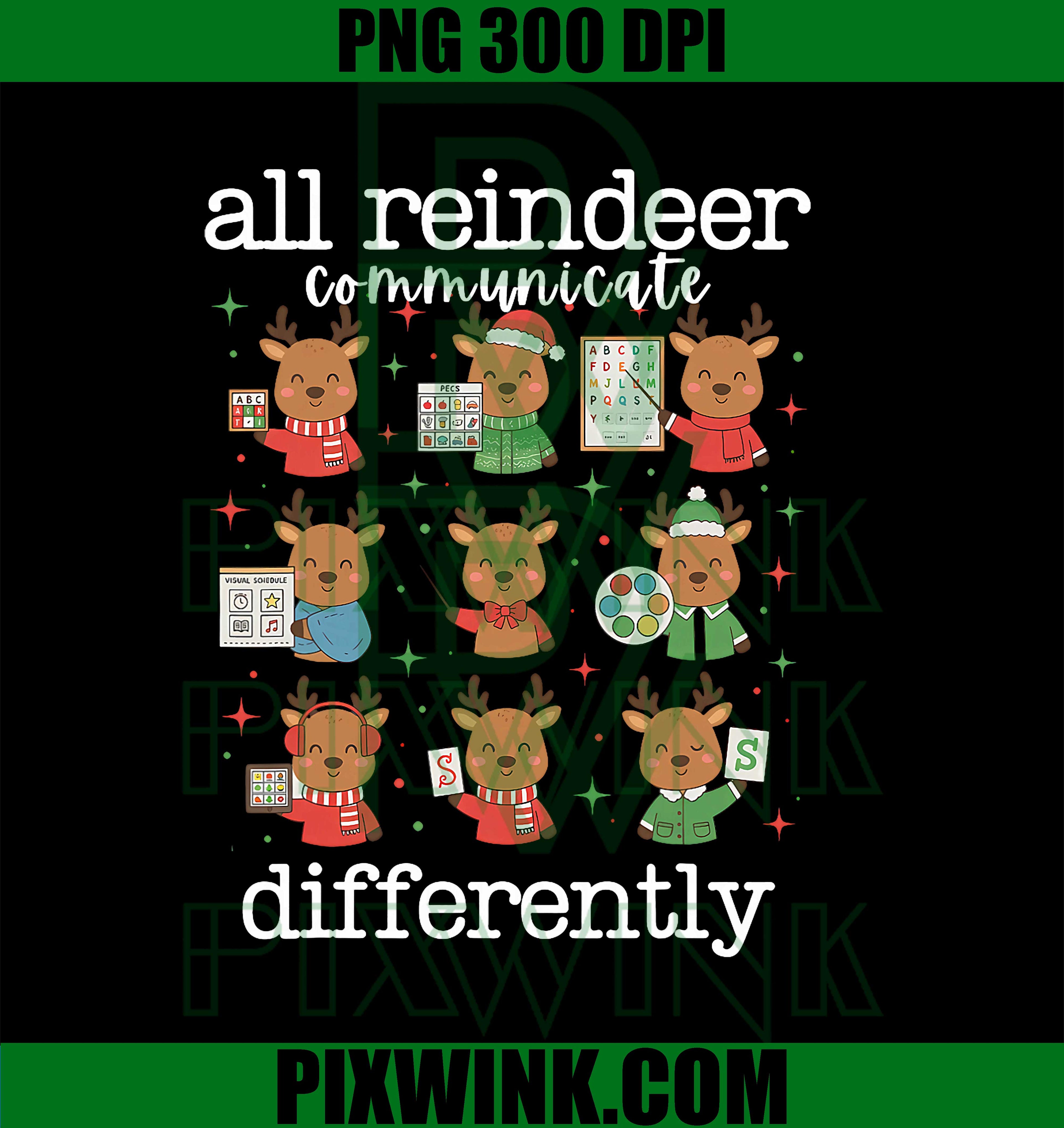 All Reindeer Communicate Differently, Xmas Autism Awareness PNG