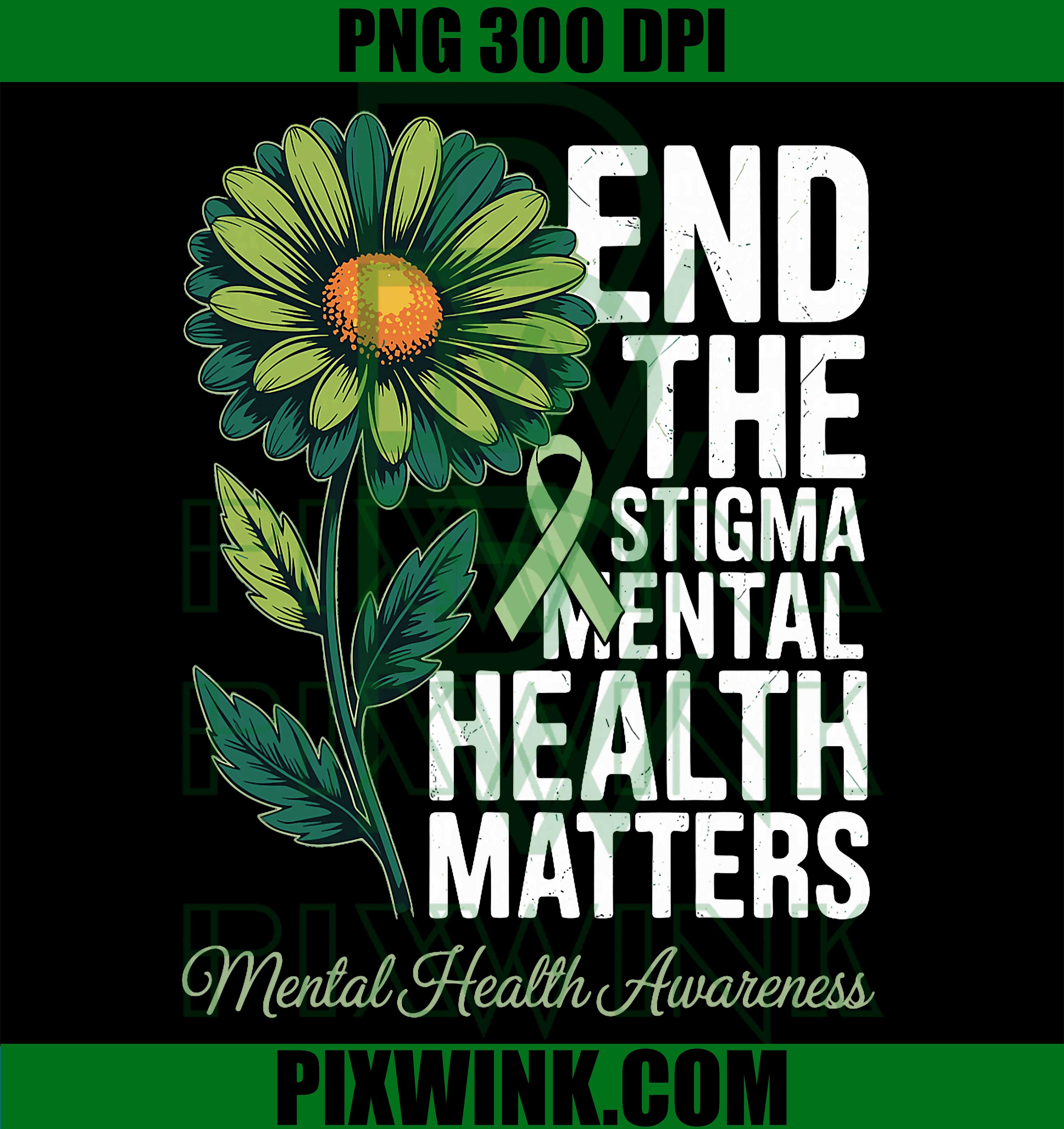 End The Stigma Mental Health PNG, Brain Illness Awareness PNG