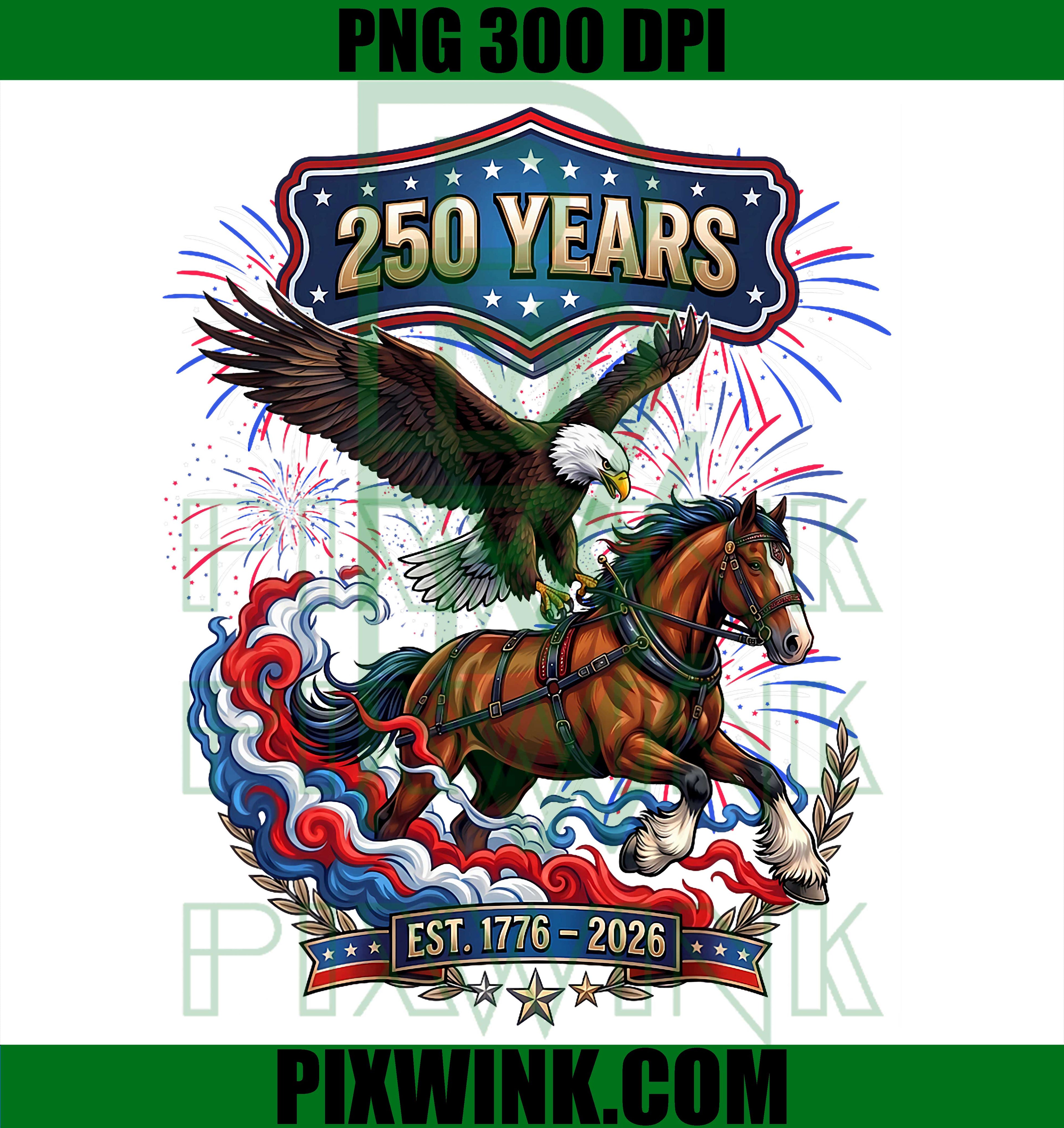 America 250th Anniversary Flag PNG, Horse Eagle USA 4th Of July PNG