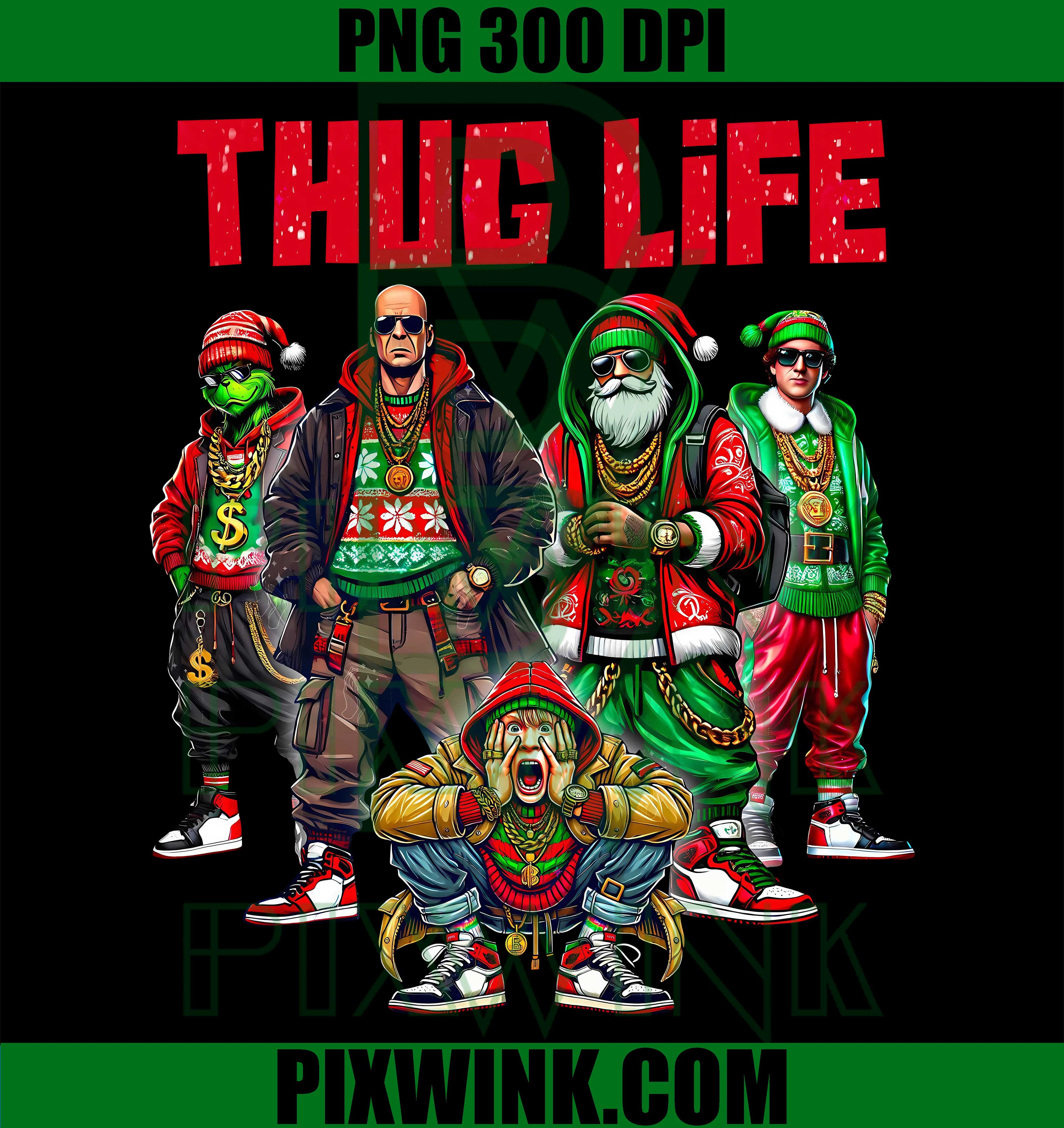 Christmas Movie PNG, Holiday Thug Life PNG, Xmas Slasher Art PNG