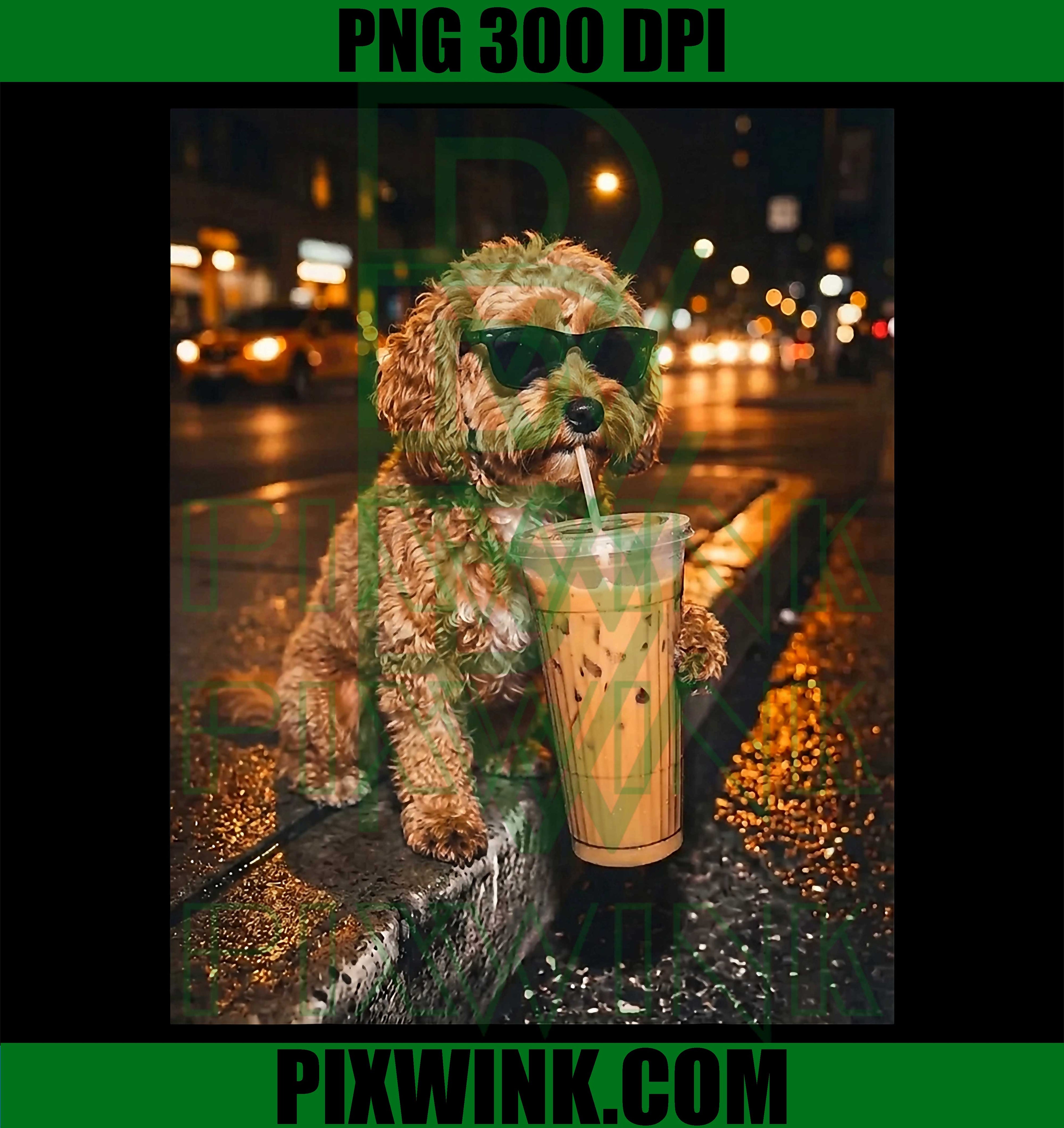Cavapoo Iced Coffee PNG, Funny Dog Lover Meme PNG Animal Design