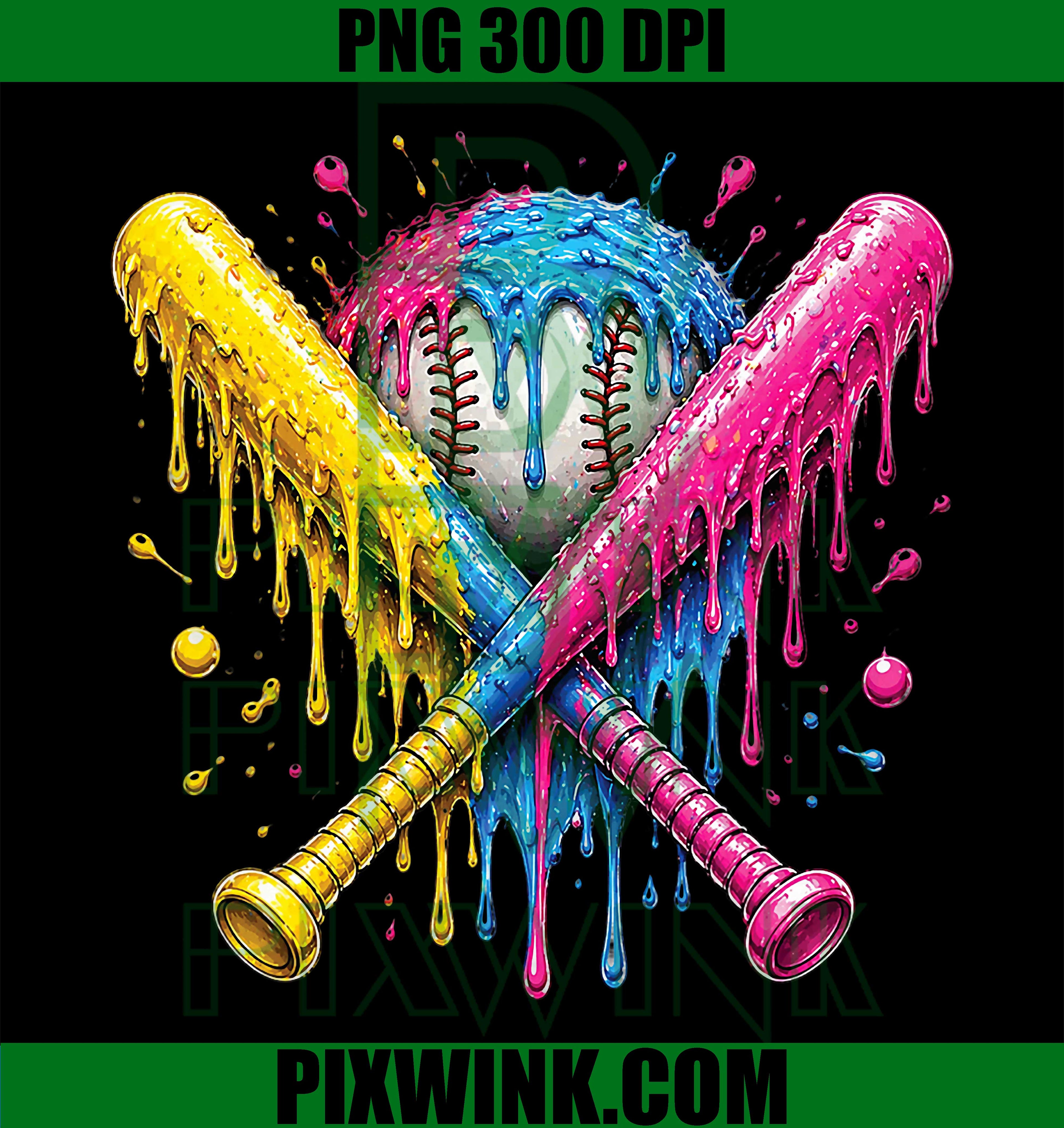 Baseball Ice Cream Drip PNG, Youth Baseball Drip PNG