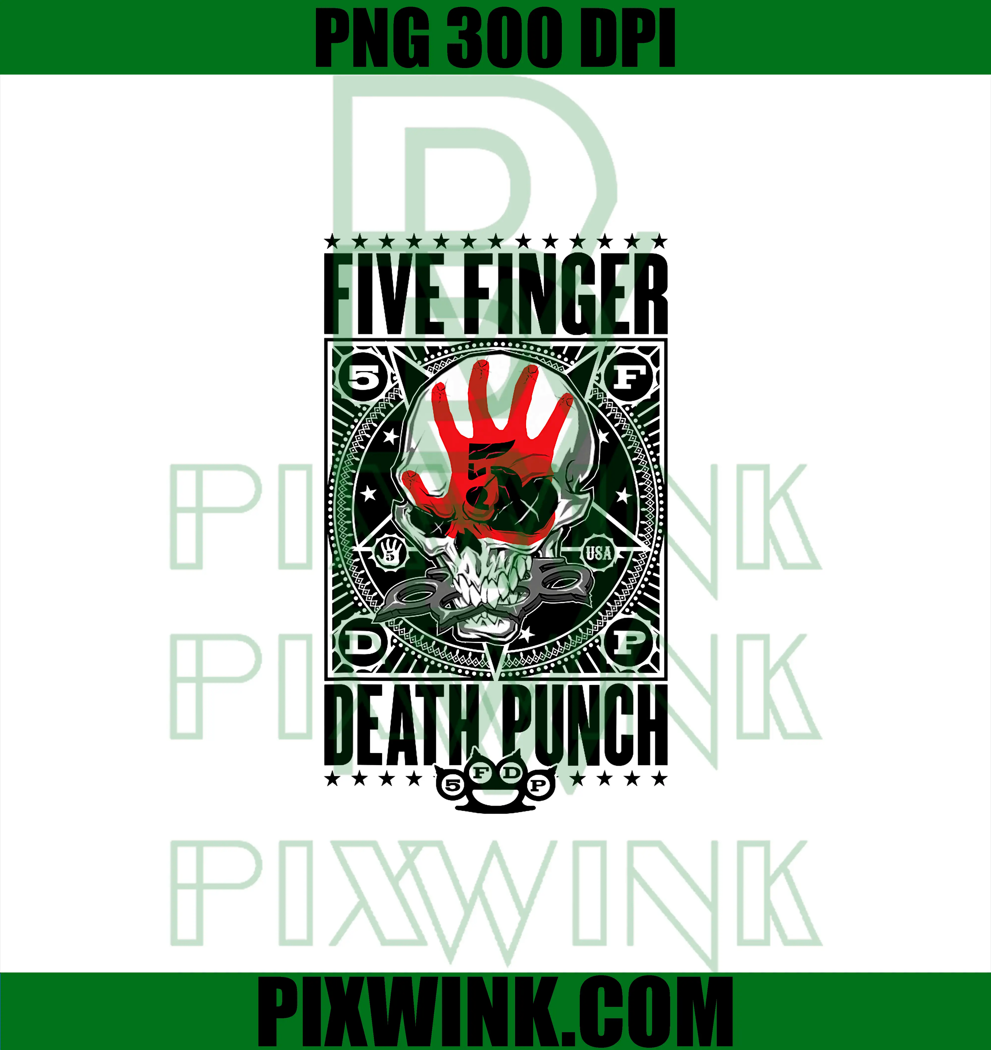 Five Finger Death Punch Band PNG, Skull Hand Heavy Metal PNG