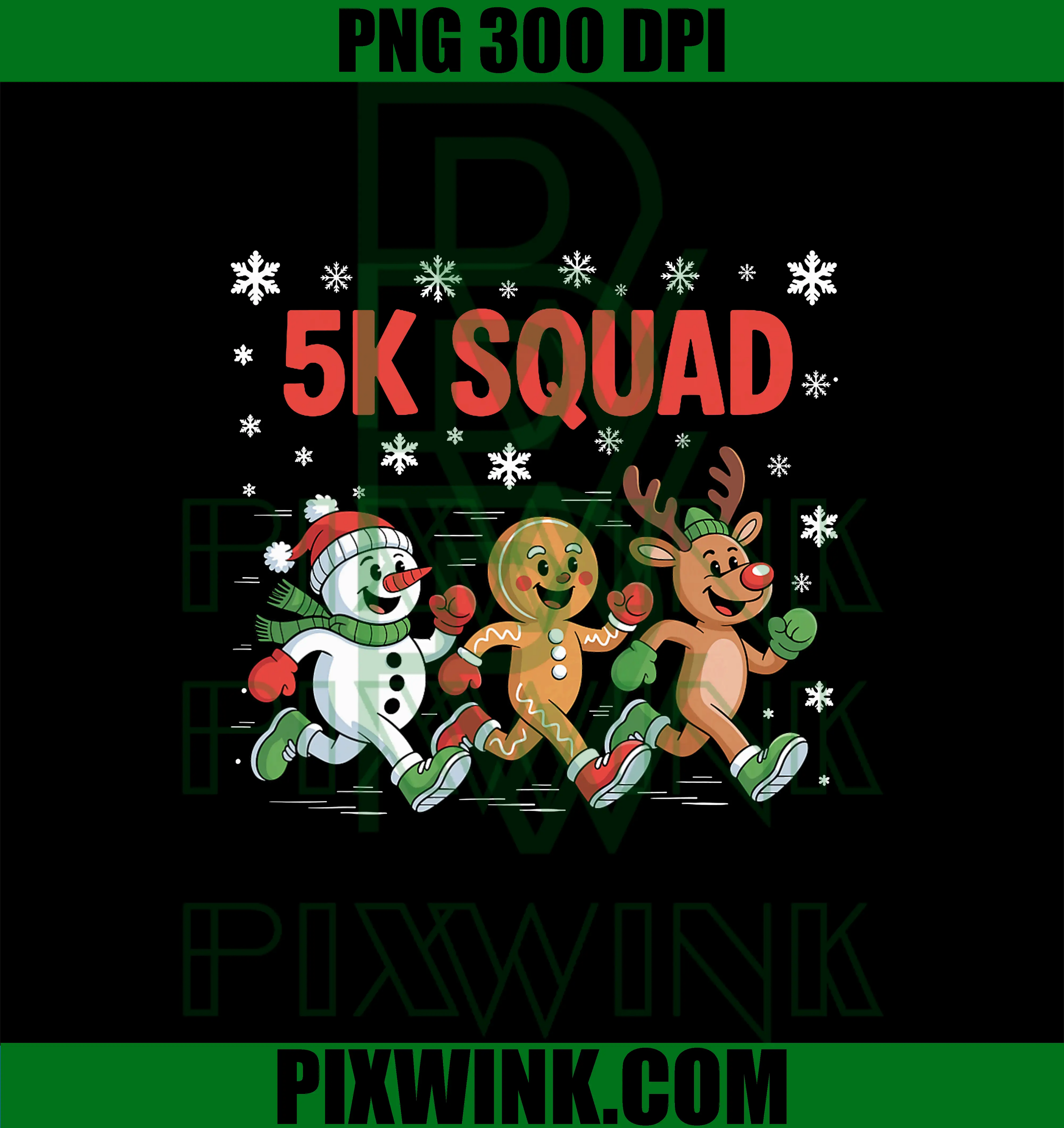 5K Squad PNG, Funny Christmas Running Team PNG