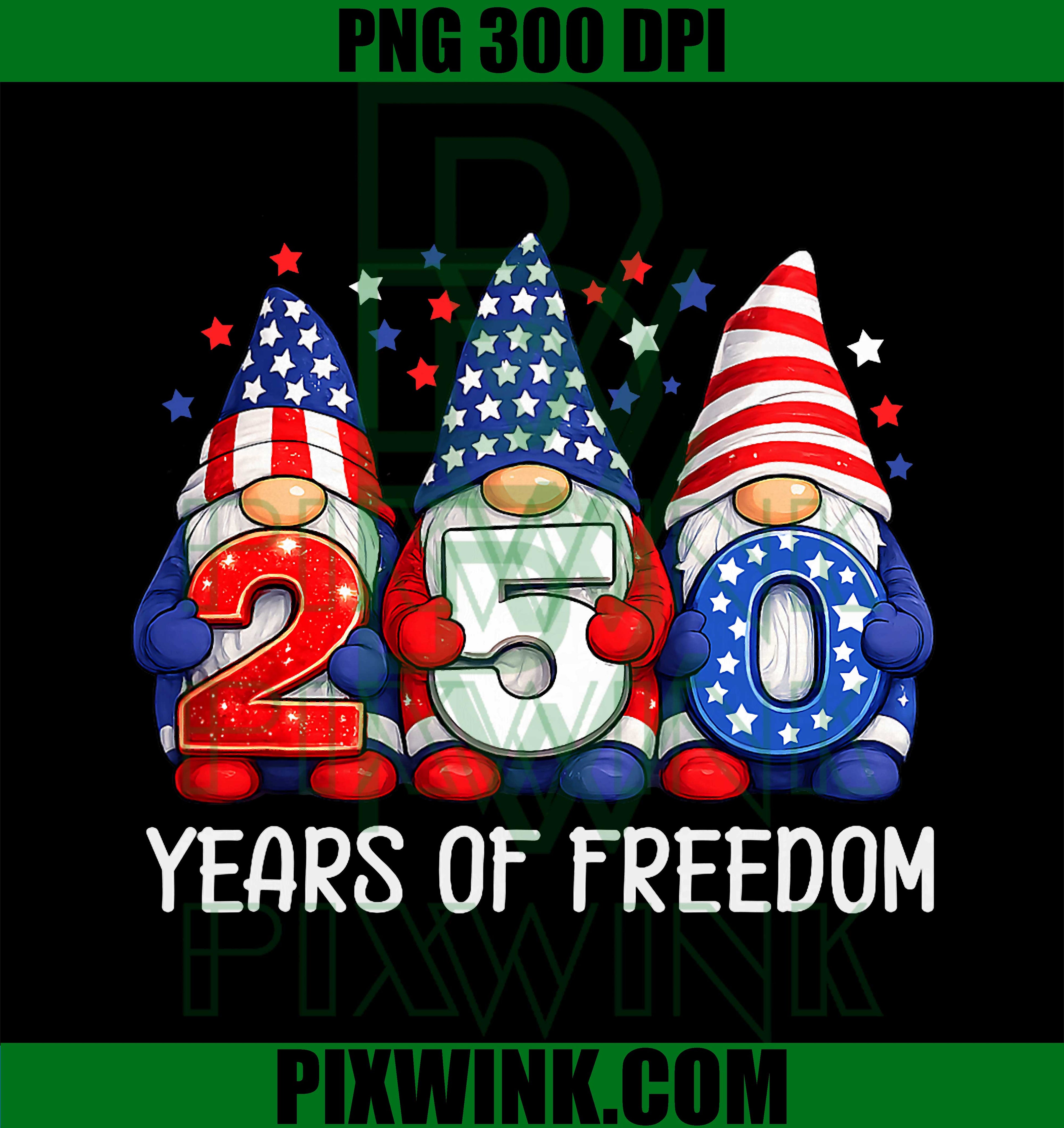 Gnome 250 Years 1776 2026 PNG, 250th Birthday 4th Of July Patriotic PNG
