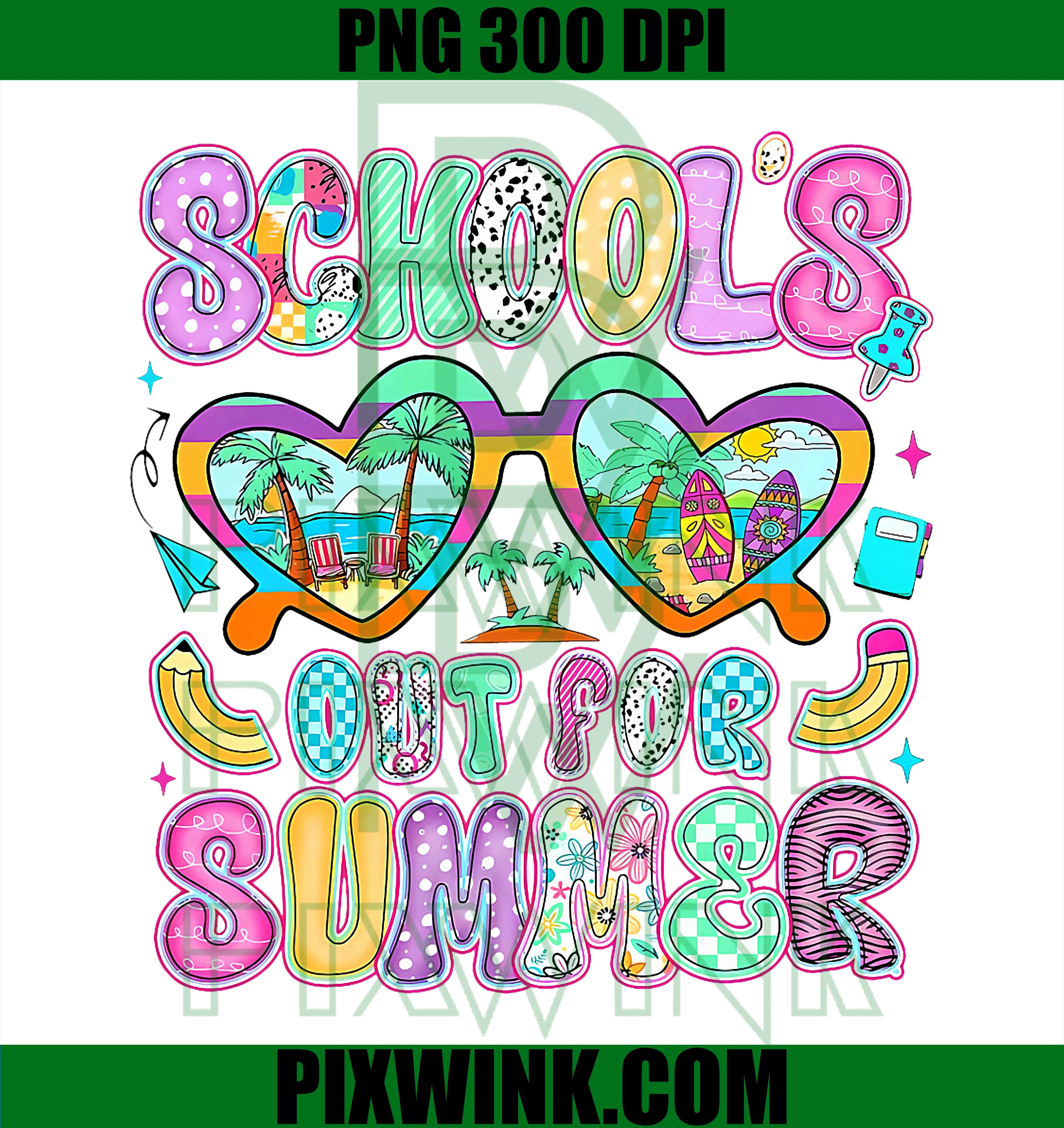 Schools Out Summer PNG, Last Day School PNG, Preppy Kids PNG