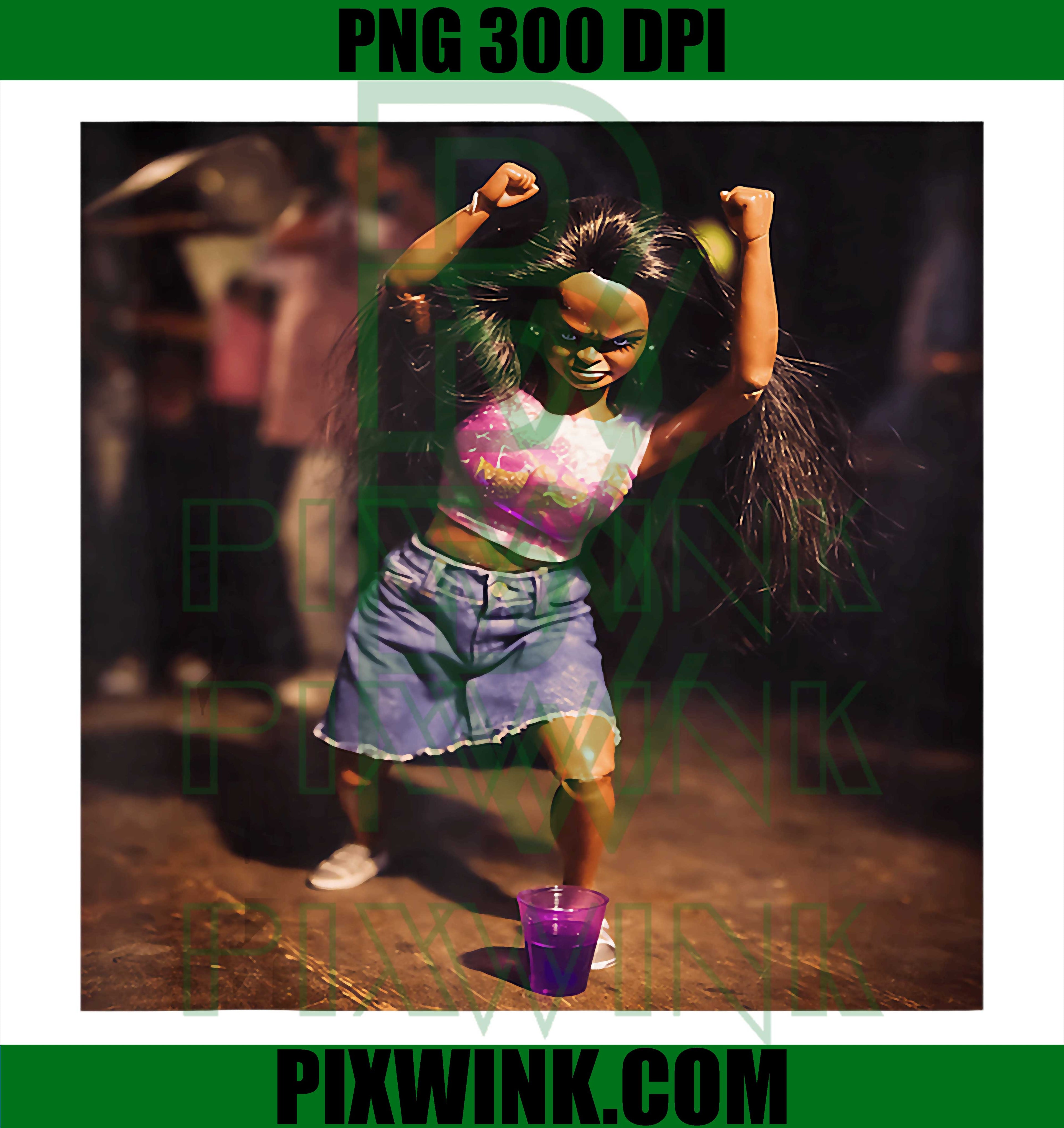 Funny Dancing Doll Meme PNG, Creepy Doll Party PNG, Viral Meme PNG